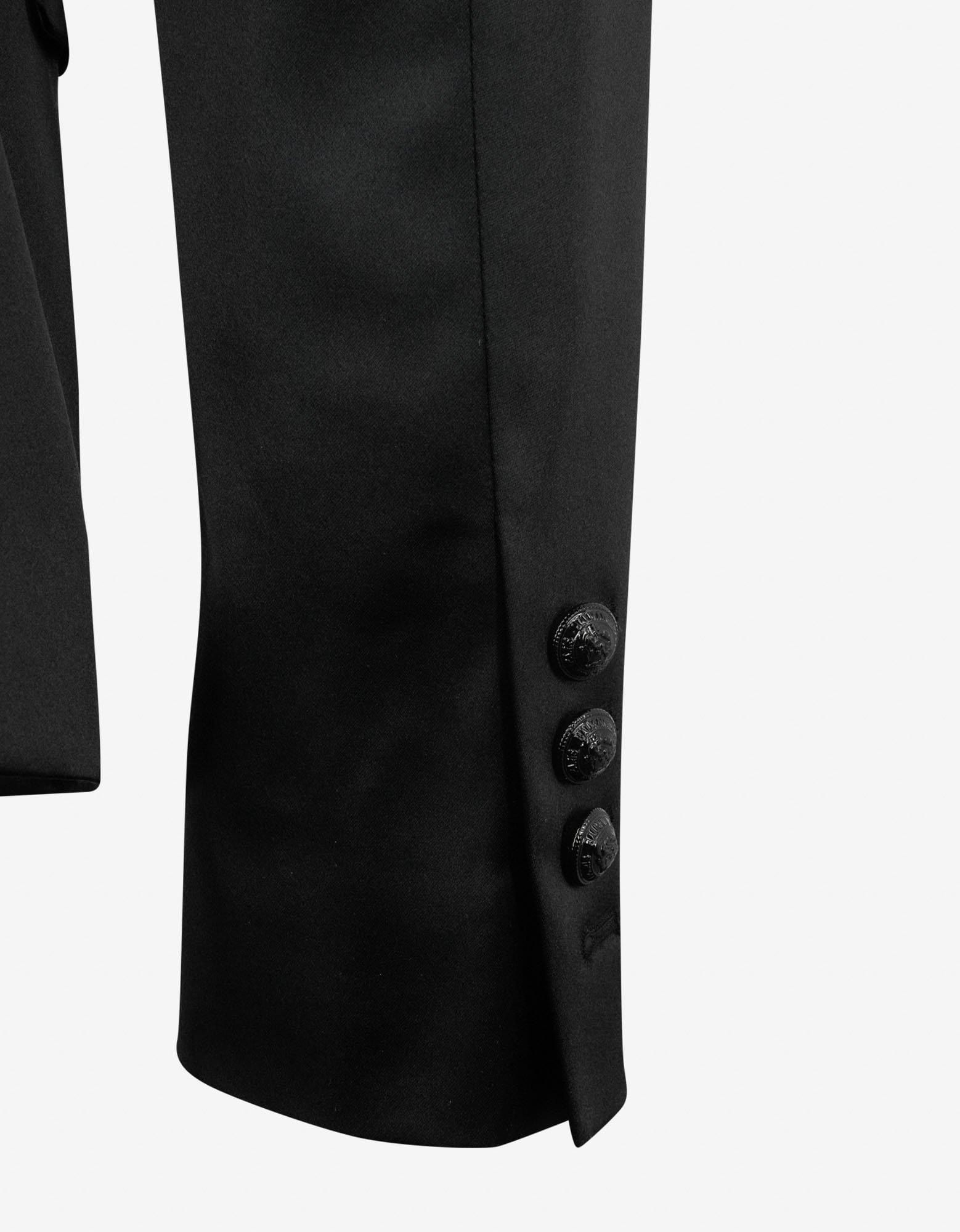 Balmain Balmain Black Double-Breasted Silk Blazer Size 54R - 7 Thumbnail