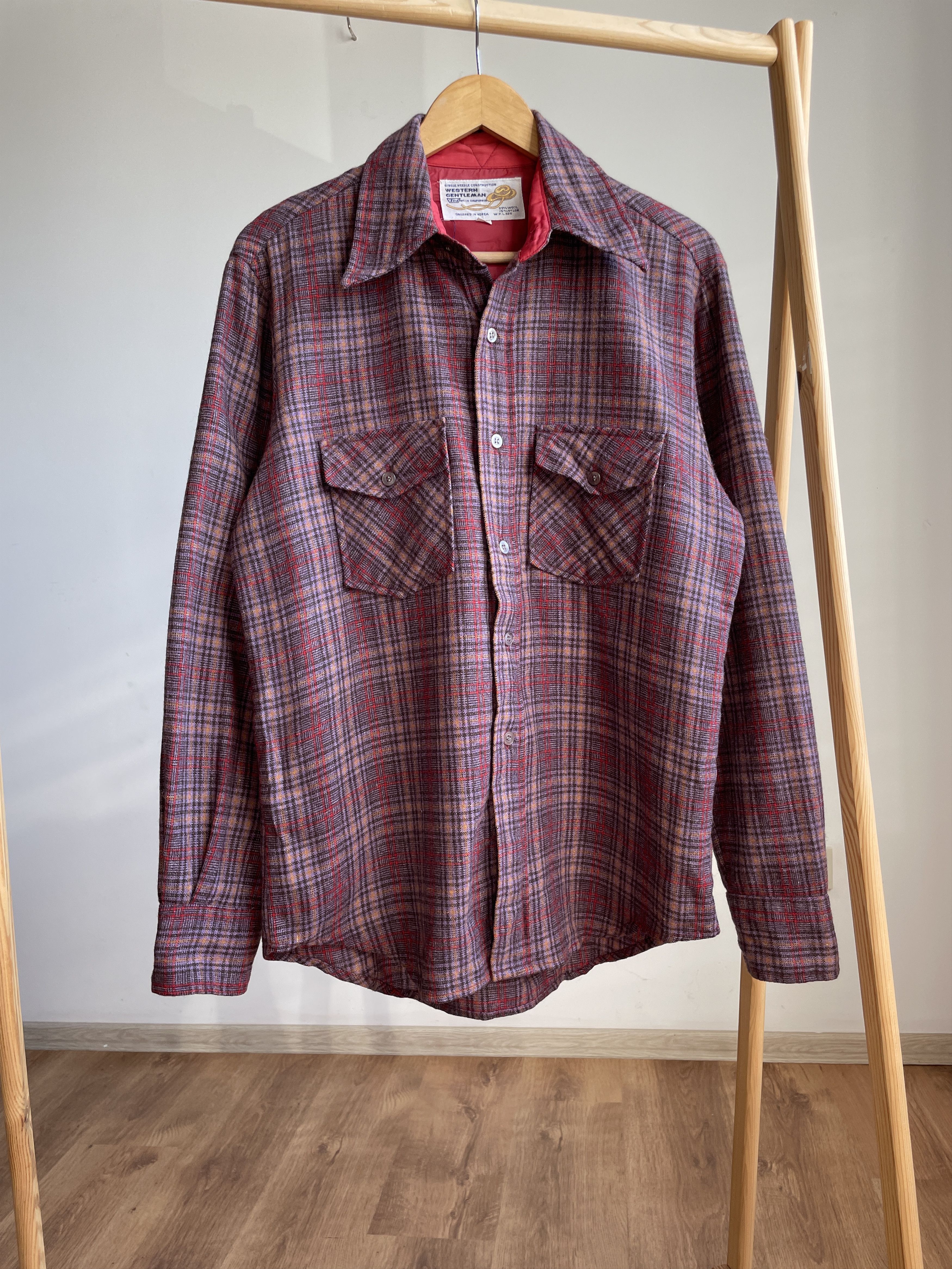 Vintage Western Gentelman VTG 70s Plaid Flannel Loop Collar Shirt Size US M / EU 48-50 / 2 - 1 Thumbnail