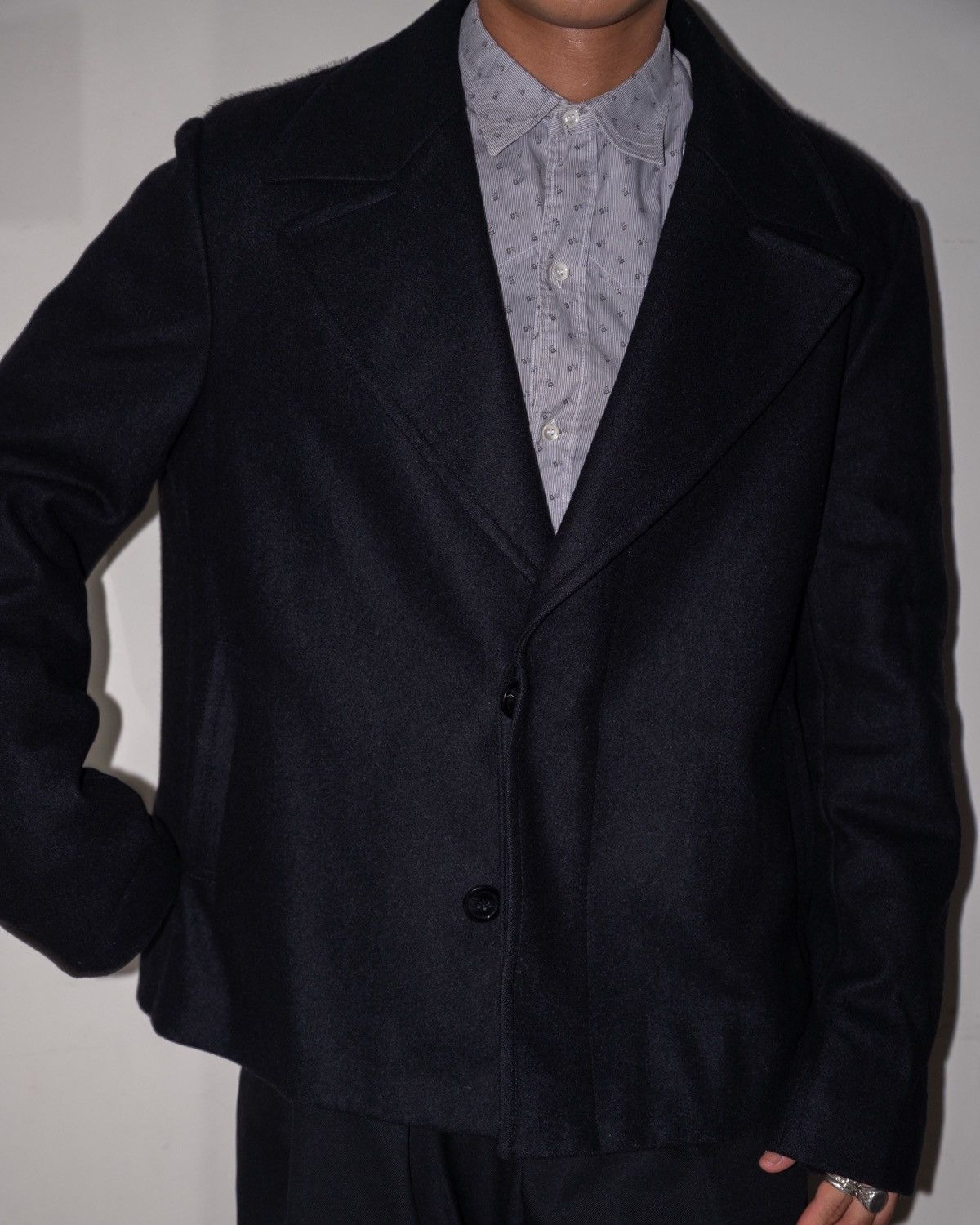 Emporio Armani Emporio Armani FW14 pony hair detachable collar crop jacket Size US L / EU 52-54 / 3 - 7 Thumbnail