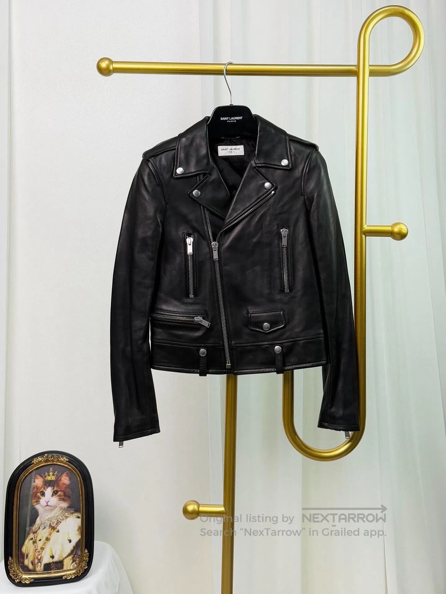 Yves Saint Laurent YSL Motorcycle Sheepskin Leather Jacket. Size XS / US 0-2 / IT 36-38 - 1 Thumbnail