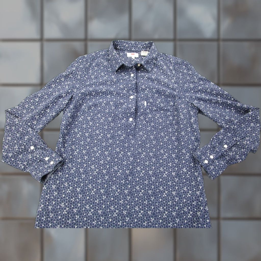 Levi's Levi's Dress Womens S Pearl Snap Blue Floral Western Cottagecore Prairie Boho Shirt Dress Womens Size S / US 4 / IT 40 - 1 Thumbnail