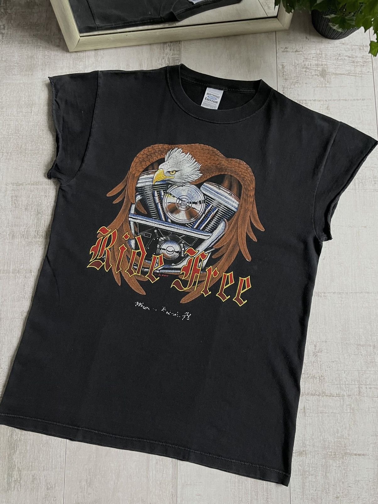 Harley Davidson × Tultex × Vintage VTG 90’s Ride Week Motorcycles T-Shirt Tultex Eagle RARE Size US M / EU 48-50 / 2 - 2 Thumbnail