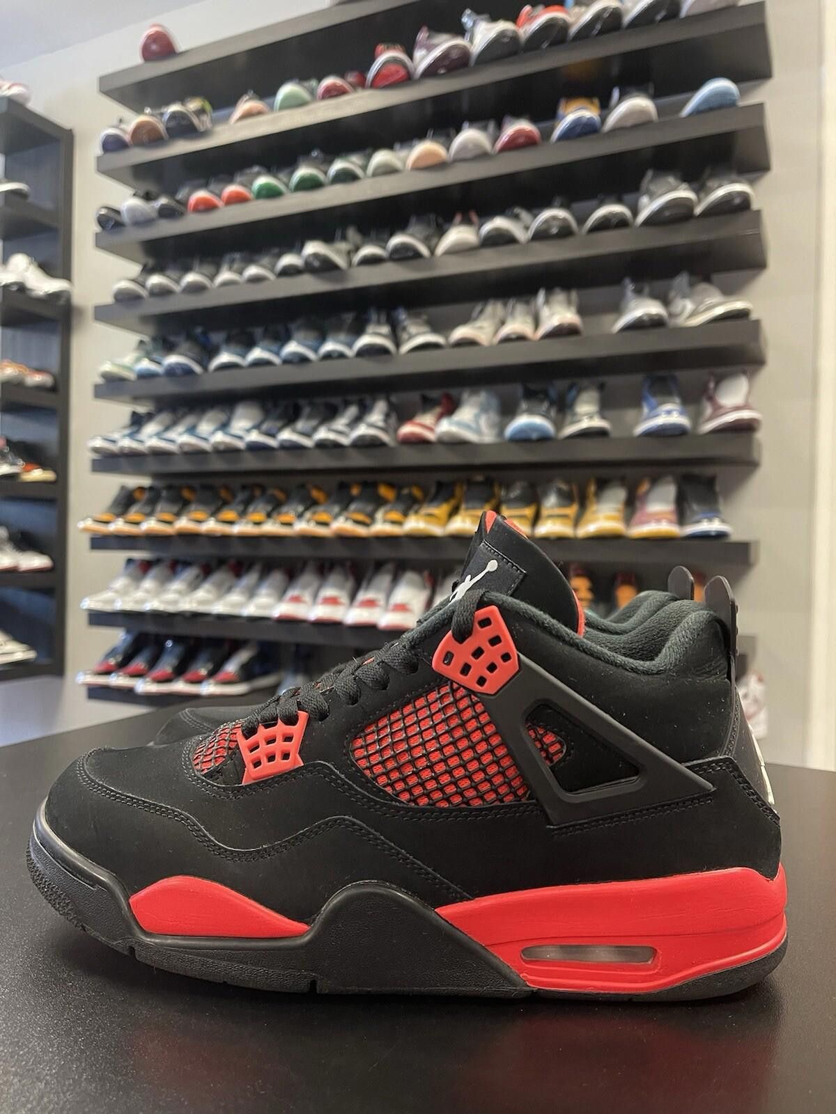 Nike Size 9.5 - Nike Air Jordan 4 Retro Red Thunder Black Red Size US 9.5 / EU 42-43 - 1 Thumbnail