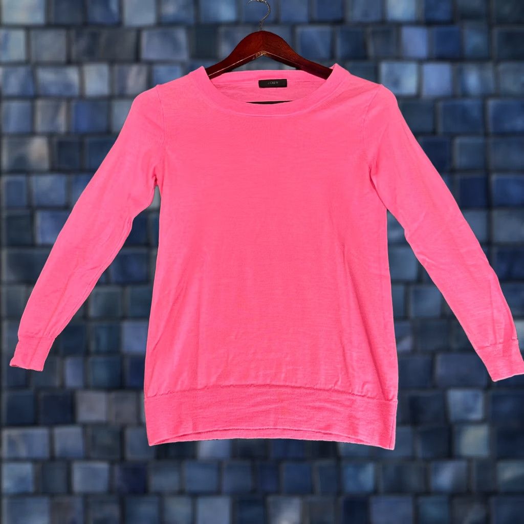 J.Crew J.CREW Sweater Women XS Pink Cotton Long Sleeve Ribbed Hem Pullover Crewneck Knit Top Short Description Size XS / US 0-2 / IT 36-38 - 1 Thumbnail