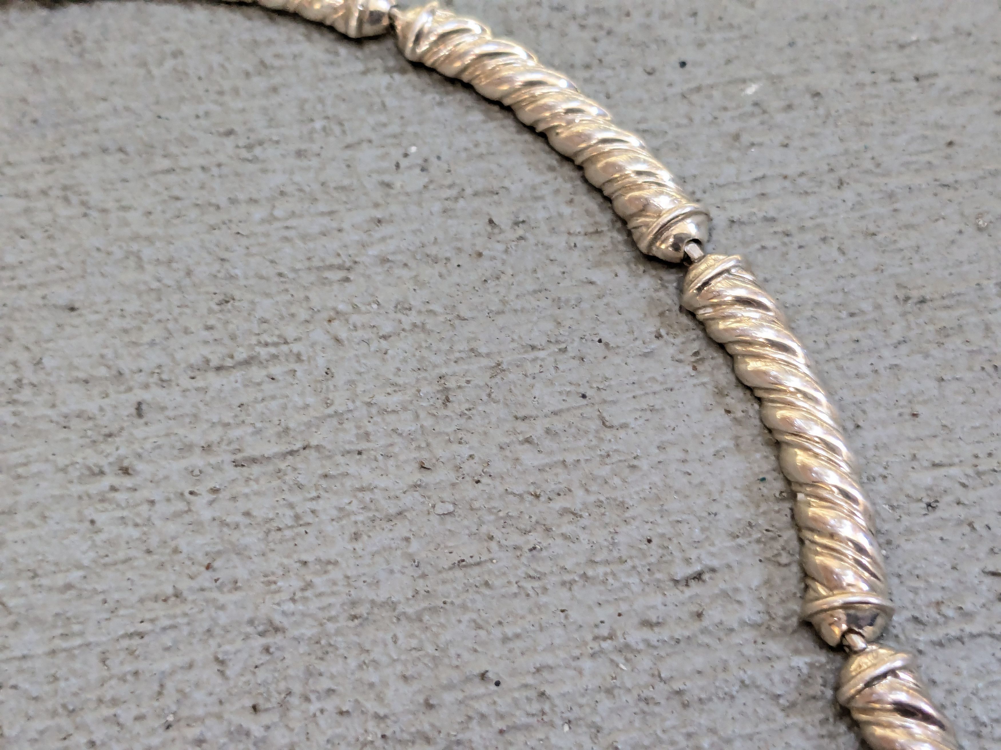 Jewelry Vintage Sterling Silver Necklace 17 Chain Link Size ONE SIZE - 3 Thumbnail