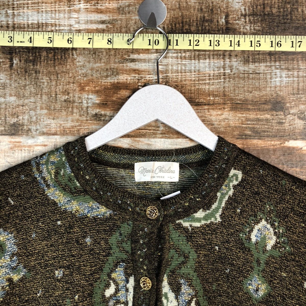 Japanese Brand × Vintage Manissa Christian vintage Brown Patterned Cardigans #A1339 Size L / US 10 / IT 46 - 4 Thumbnail