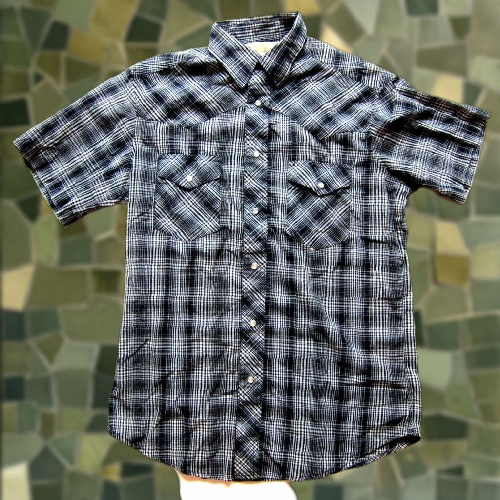Wrangler Vintage Wrangler Black White Plaid Snap Button Short Sleeve Western Shirt Medium Size US M / EU 48-50 / 2 - 1 Thumbnail