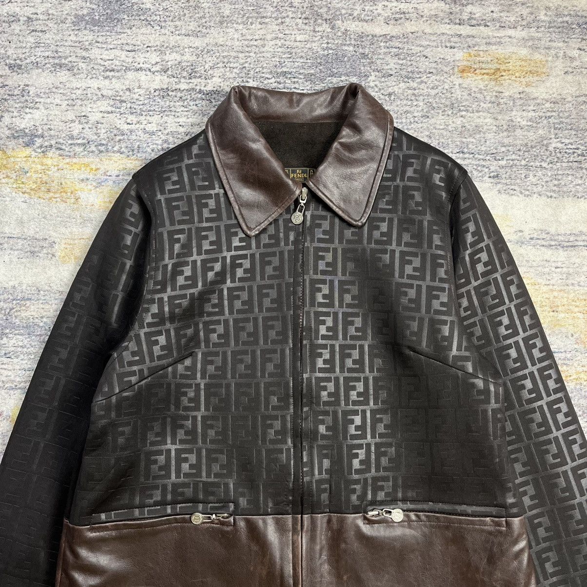 Fendi Vintage 90s Fendi monogram jacket mix leather Made in Italy Size US M / EU 48-50 / 2 - 3 Thumbnail