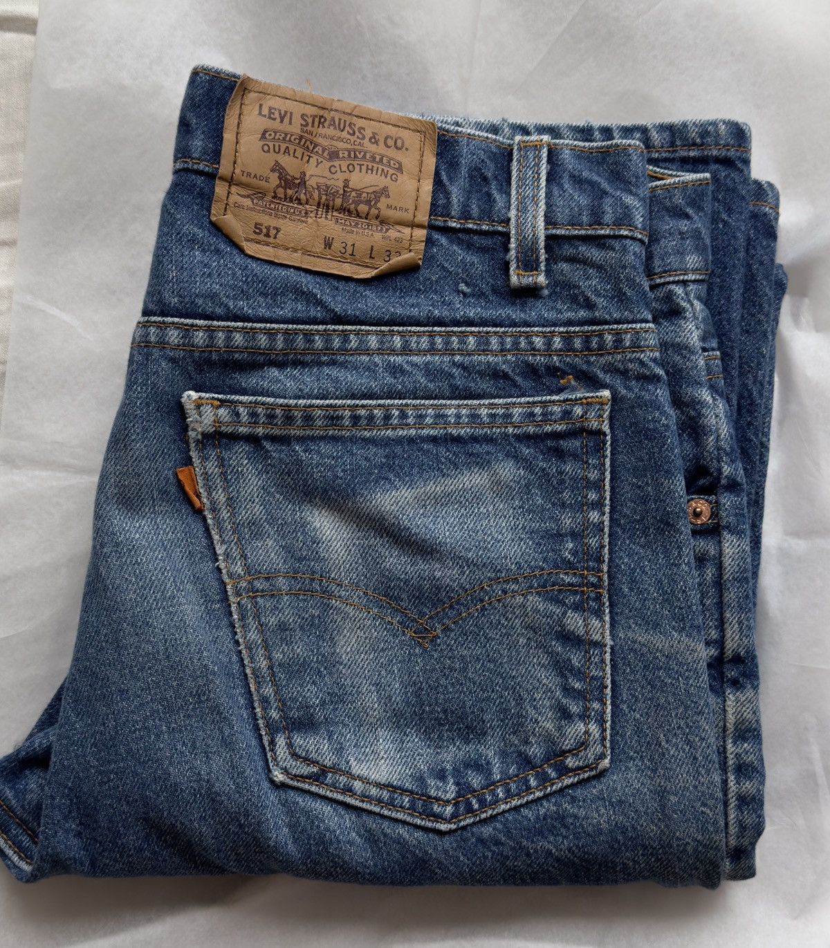 image of Levis x Vintage Levi’S 517 Orange Tab Blue Jeans - W31, Men's