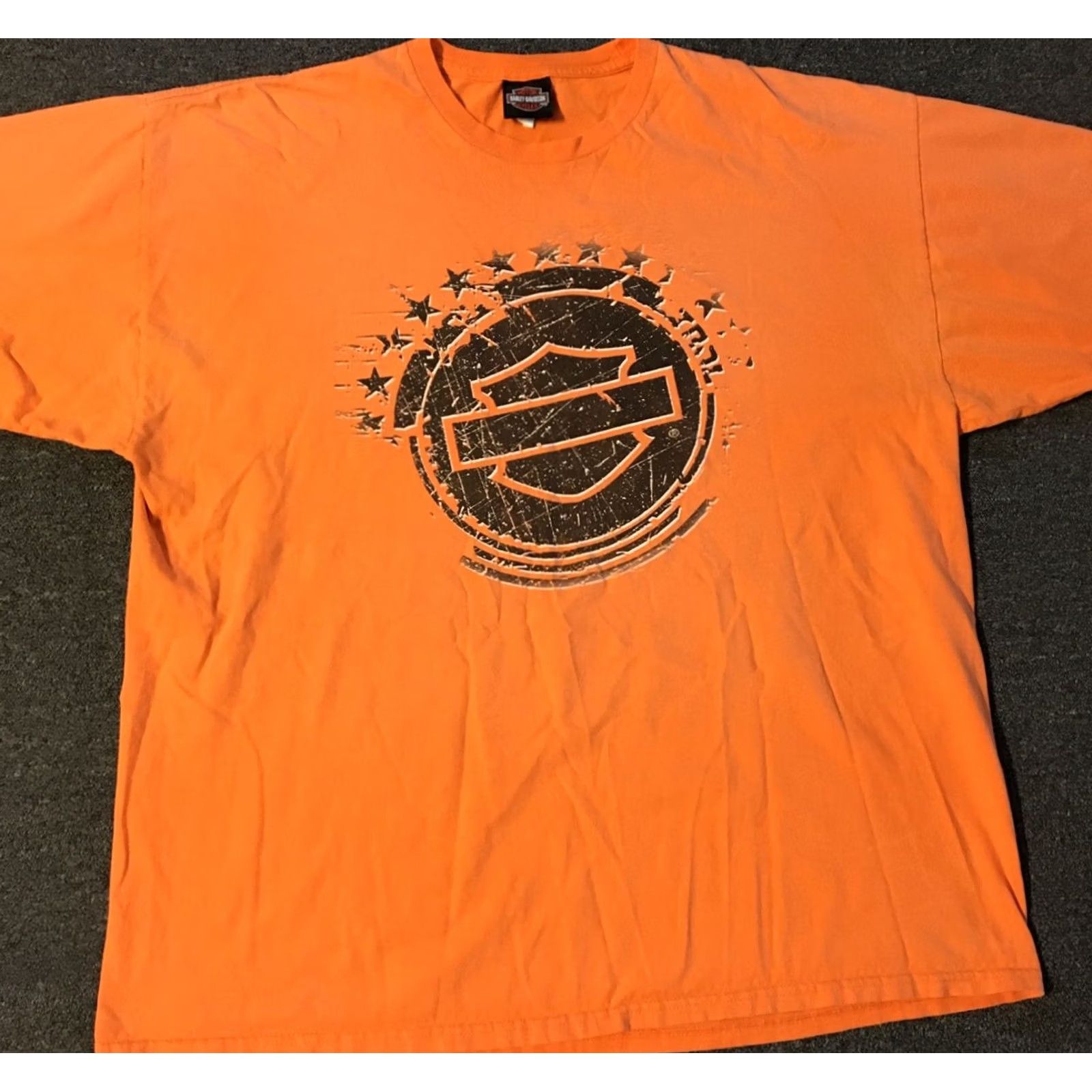 Harley Davidson Harley-Davidson Shirt T-Shirt 2XL Orange Arizona American Flag Graphic Tee Mens Vintage Grunge 90s USA Rally Camouflage? Size US XXL / EU 58 / 5 - 2 Thumbnail