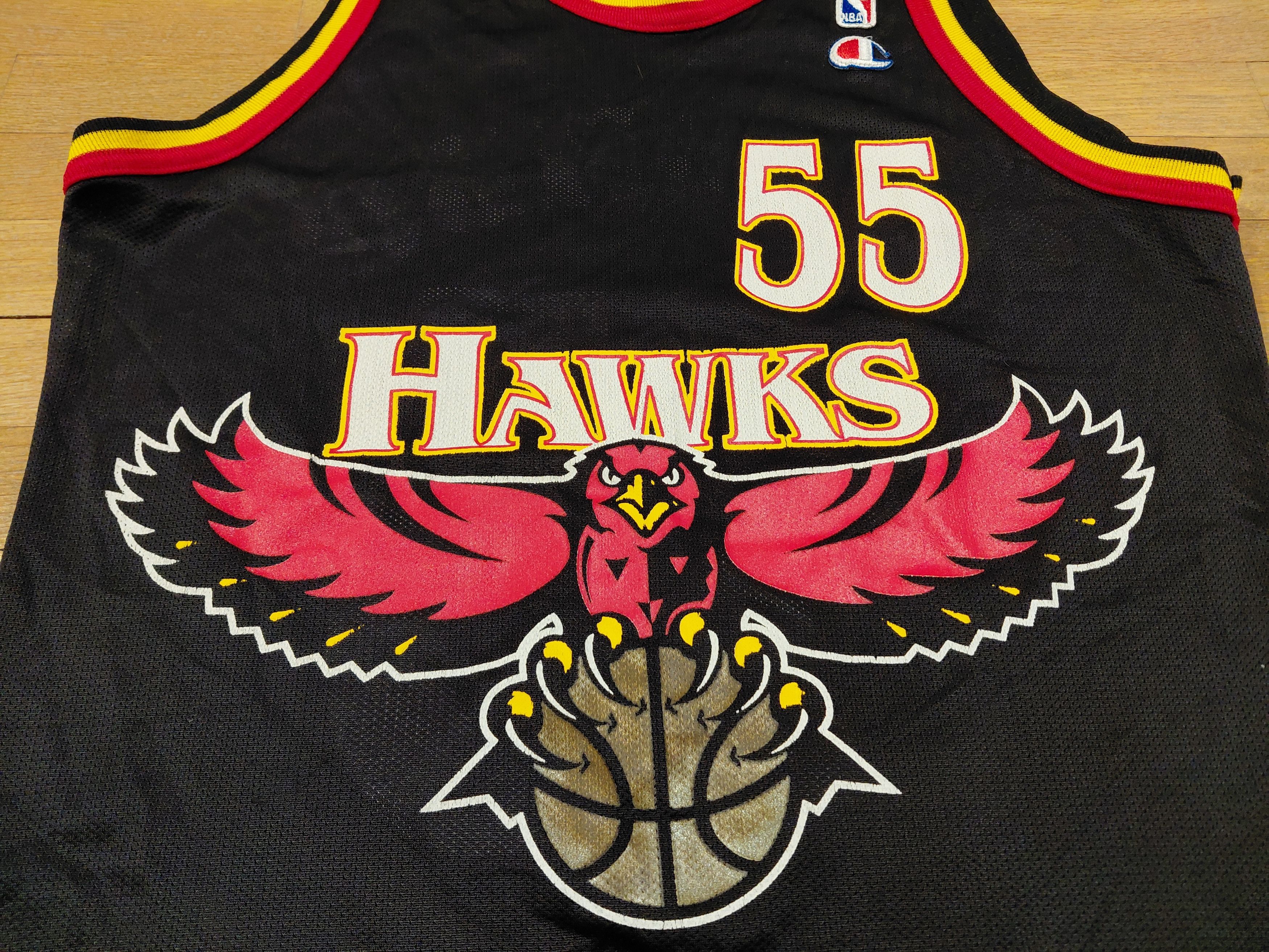 Champion Atlanta Hawks 55 Dikembe Mutombo Vintage 1990s NBA Jersey Size US M / EU 48-50 / 2 - 6 Thumbnail