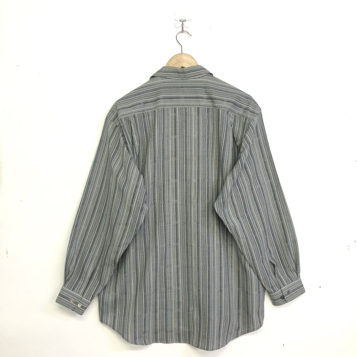 Nina Ricci VINTAGE NINA RICCI MONSIEUR WOOL STRIPE BUTTON SHIRT Size XXL / US 16-18 / IT 52-54 - 8 Thumbnail
