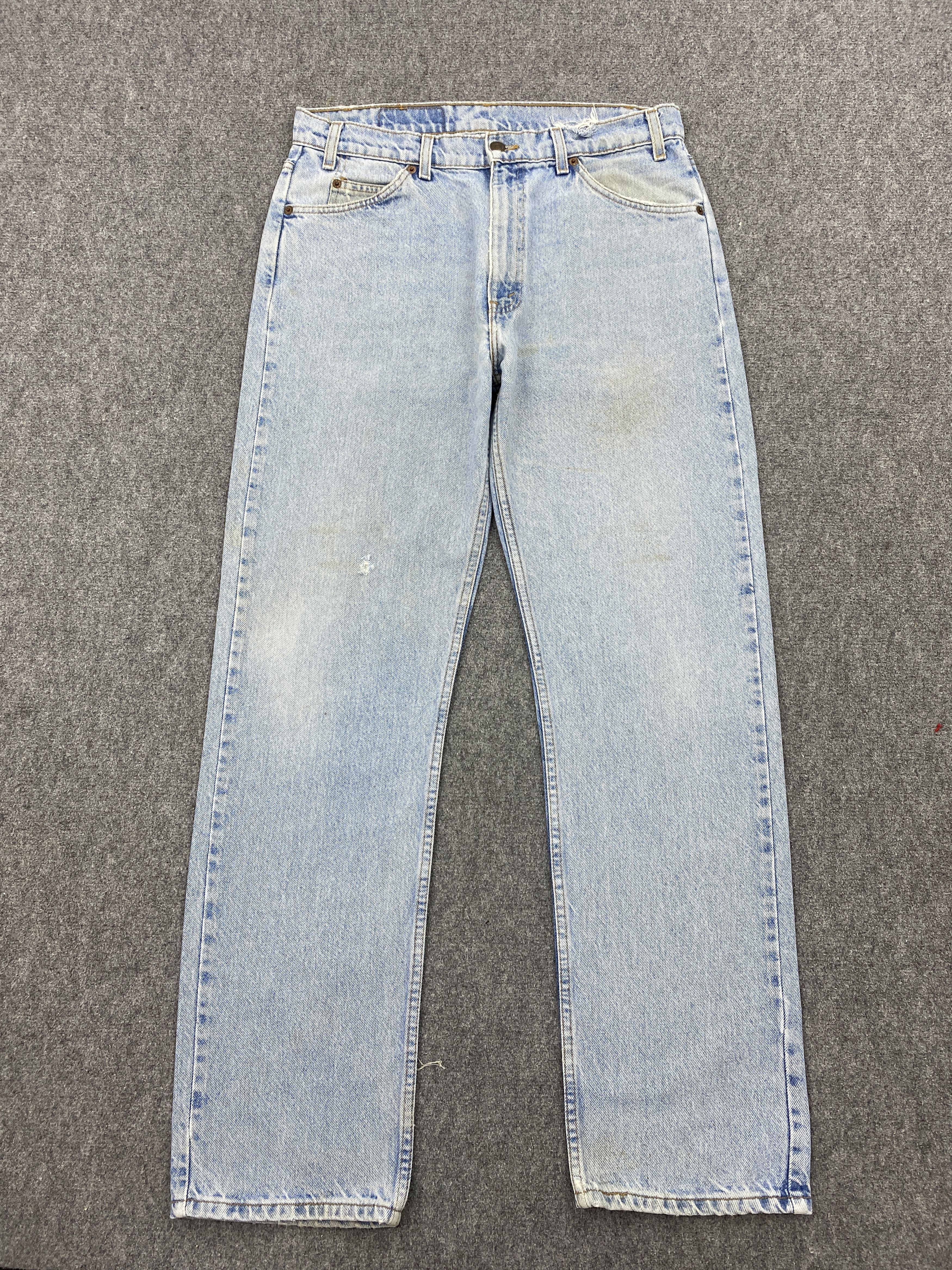 Levi's × Vintage Vintage 90s Levi's 505 Light Washed Orange Tab Jeans Size US 33 - 1 Thumbnail