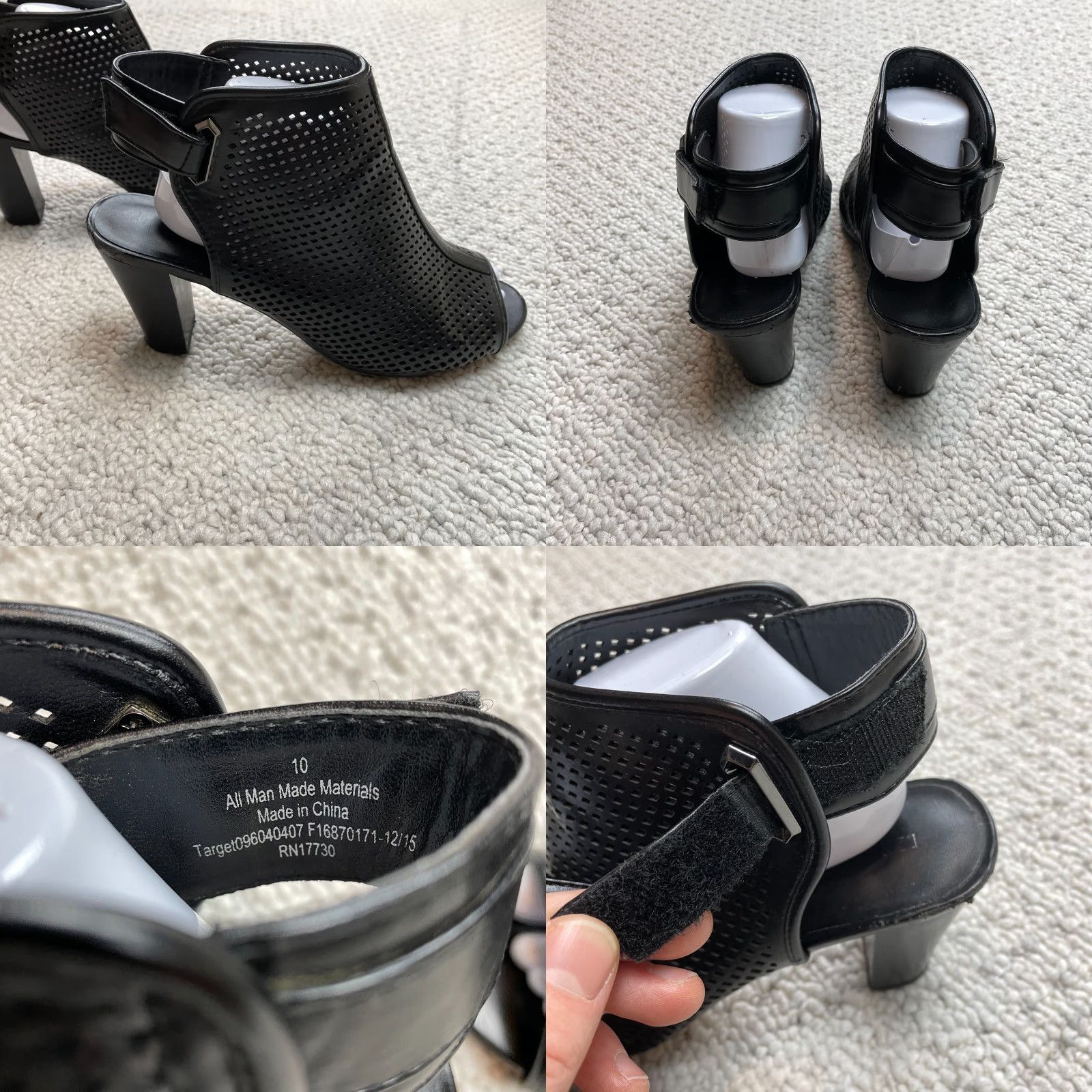 Merona Merona Faux Leather Heel Women Slingback Black 10 High Block Perforated Almond Toe Women's Shoe Comfort Formal Workwear Party/Cocktail Size US 10 / IT 40 - 8 Thumbnail