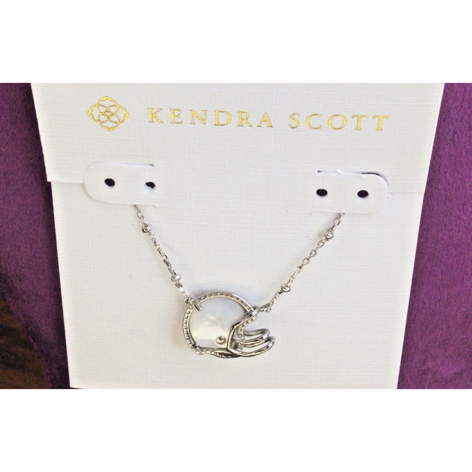 Kendra Scott Kendra Scott Football Helmet Pendant Necklace Rhodium Ivory Size ONE SIZE - 1 Thumbnail