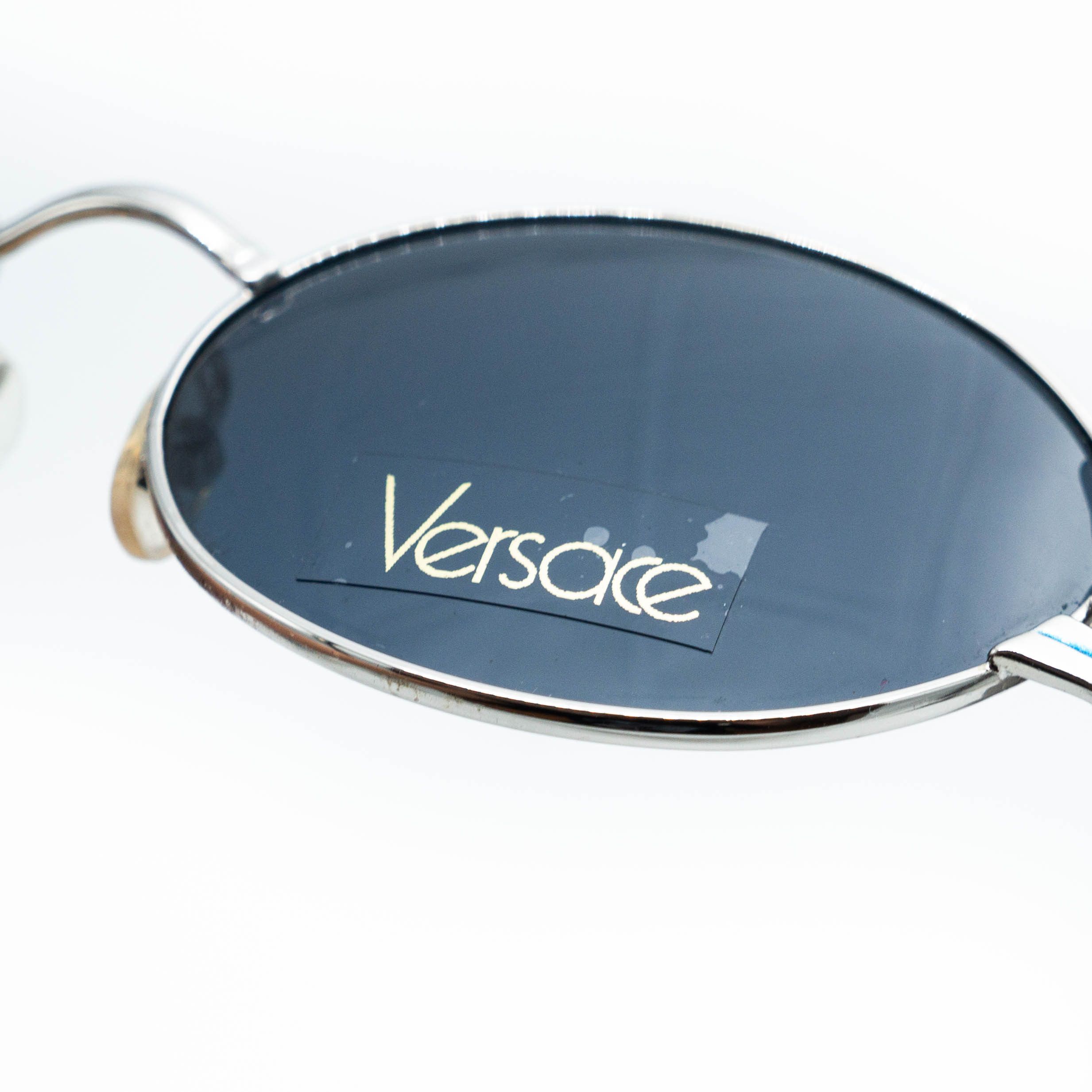 Versace × Vintage GIANNI VERSACE MOD 3046 Oval Silver Blue Sunglasses Vintage Size ONE SIZE - 6 Thumbnail