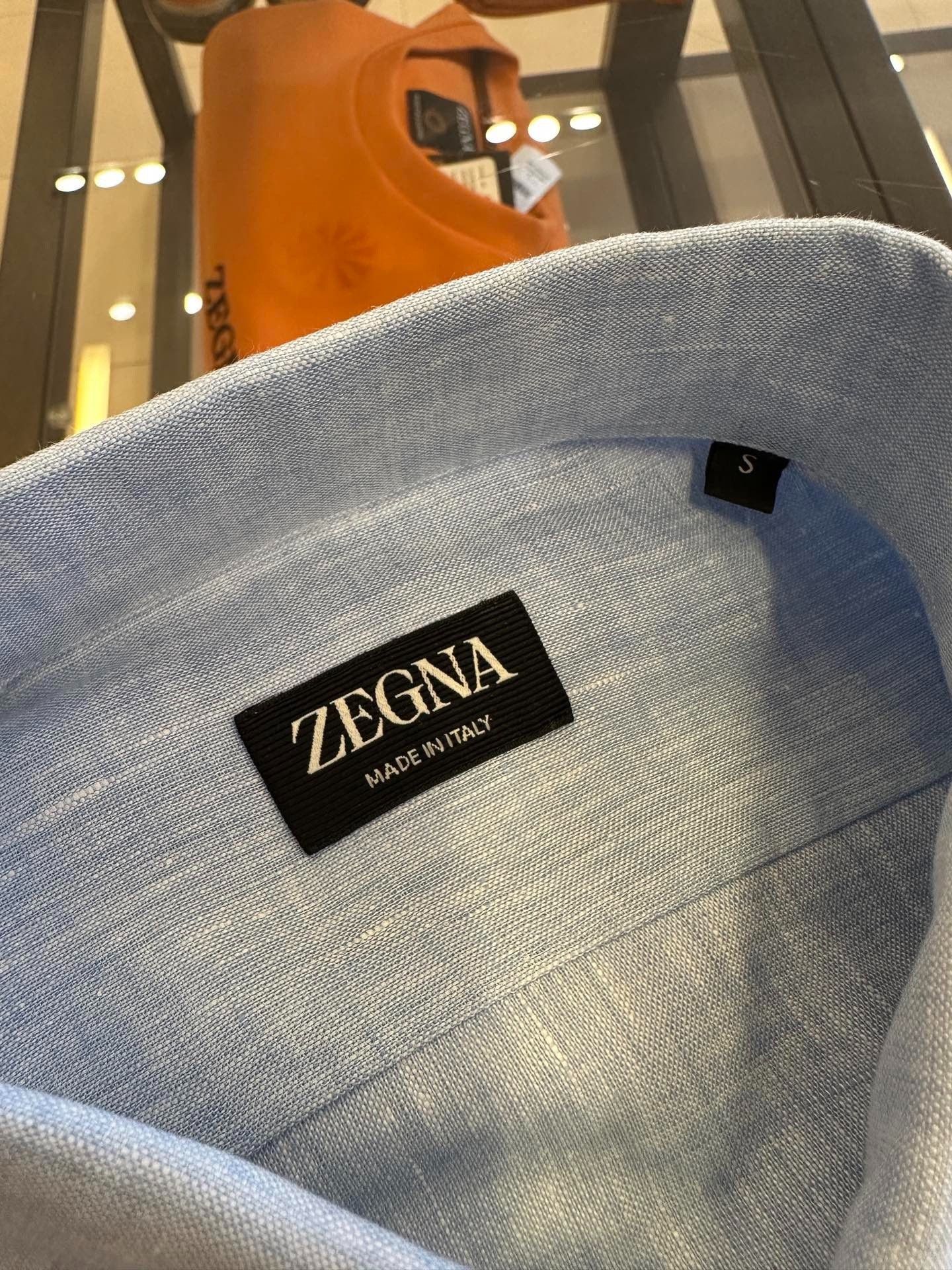 Ermenegildo Zegna Zegna Light Blue Linen Long Sleeve Shirt Size US M / EU 48-50 / 2 - 6 Thumbnail