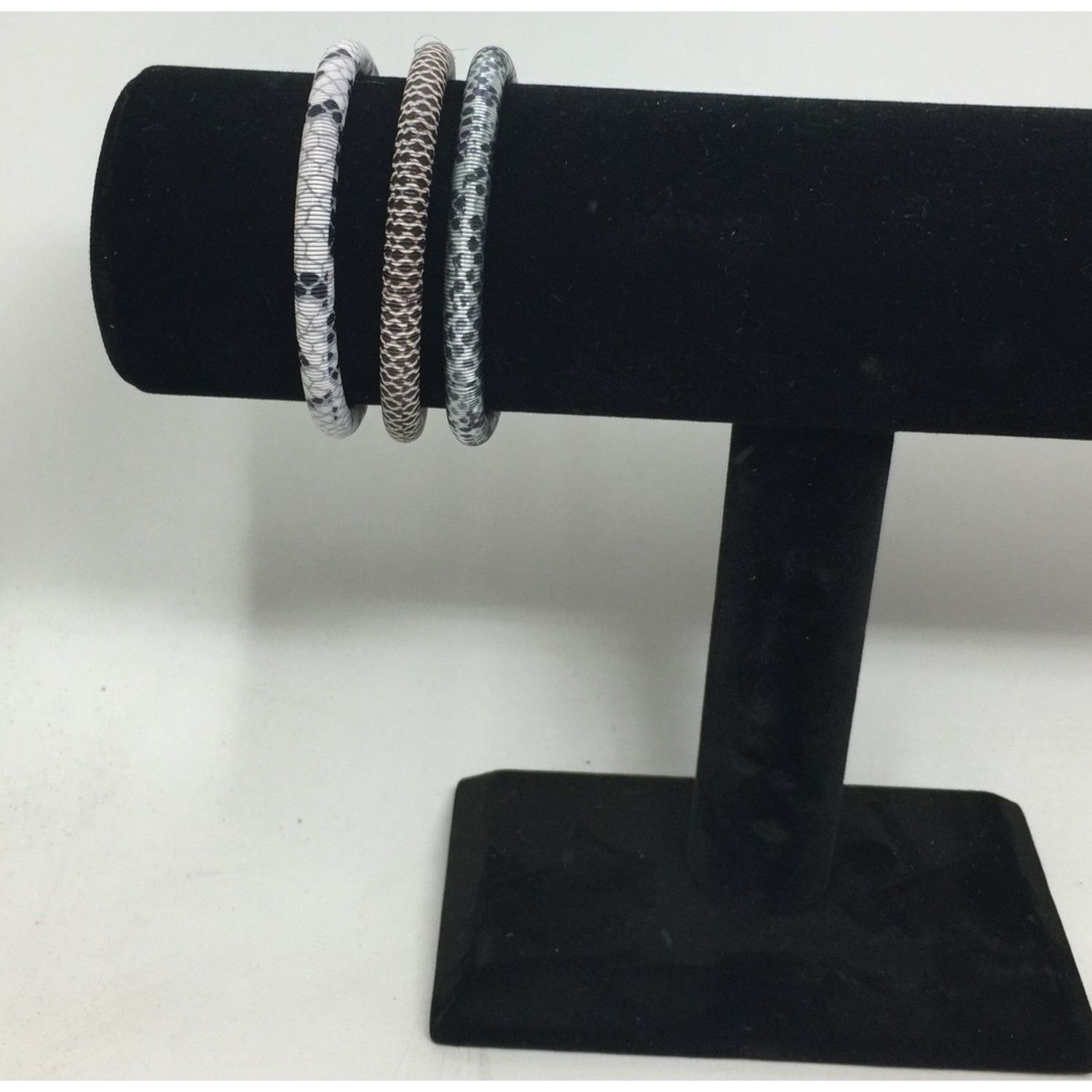 Other Snakeskin Patterned Stretchy Bangle Bracelets - Set of (3) Size ONE SIZE - 6 Thumbnail