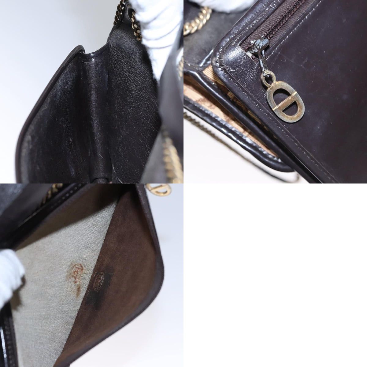 Dior DIOR Trotter Canvas Chain Shoulder Bag Brown Gold Size ONE SIZE - 13 Thumbnail
