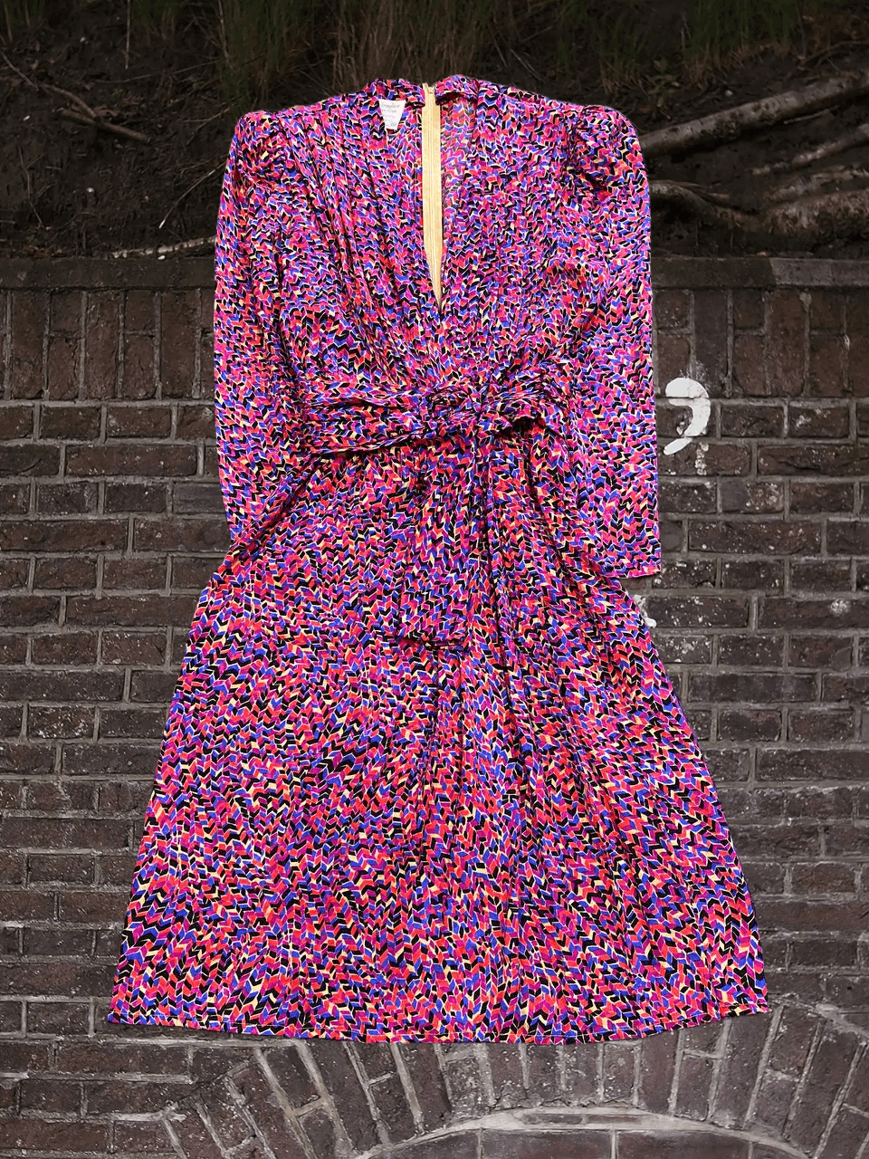 Vintage Francesca Design Sleeve Silk Dress Floral Print Size L / US 10 / IT 46 - 1 Thumbnail