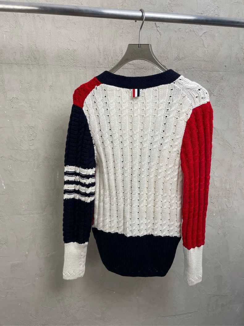Thom Browne Thom browne Red and white color block four-striped wool car Size M / US 6-8 / IT 42-44 - 2 Thumbnail