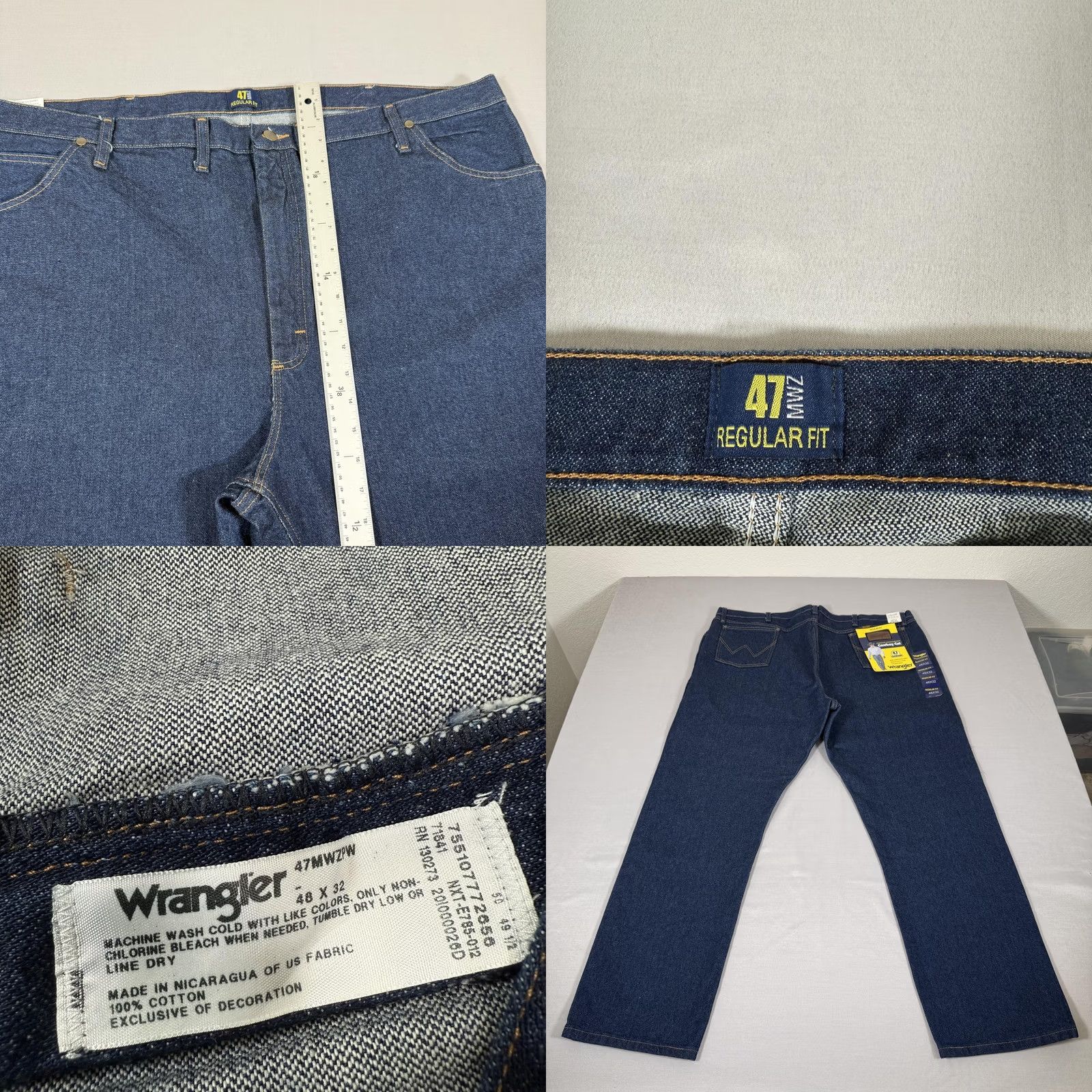Wrangler Wrangler Jeans Mens 48x32 Blue 47MWZ Straight Fit Denim Pants Western Cowboy Cut Jeans Size US 32 / EU 48 - 8 Thumbnail