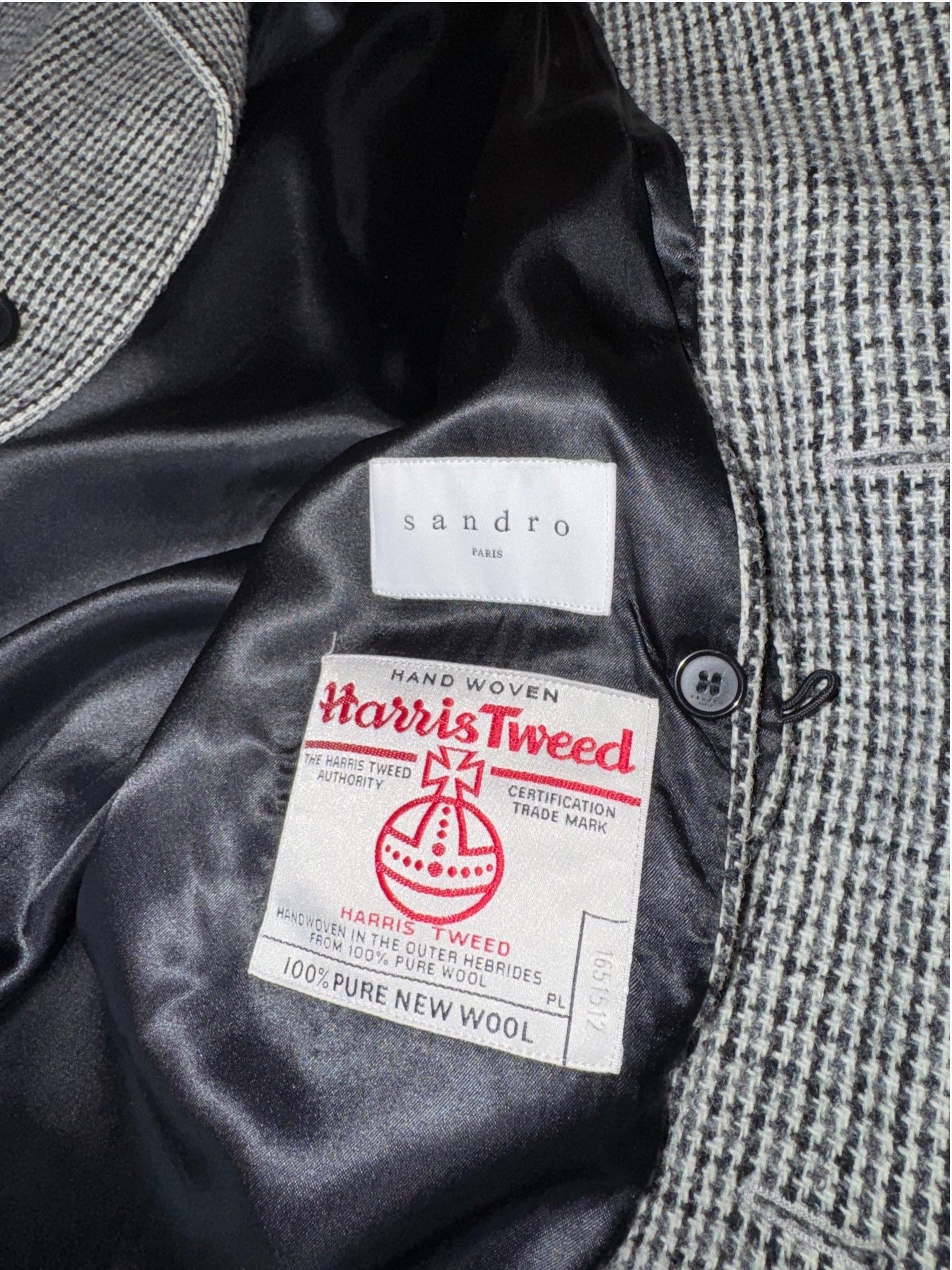 Sandro 🇫🇷 Sandro Paris - Grey Harris Tweed Wool Overcoat Size US M / EU 48-50 / 2 - 3 Thumbnail