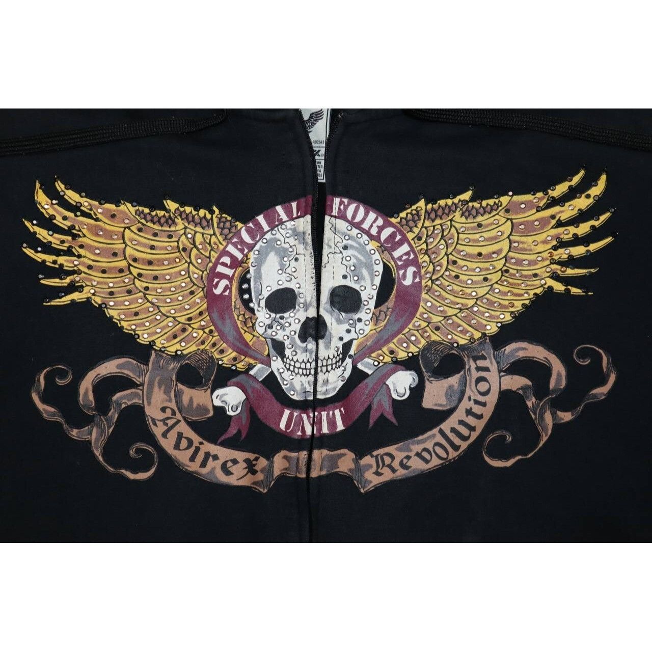 Avirex Vtg Y2K Avirex 2XB Black Hoodie Winged Skull Zip Streetwear Size US XXL / EU 58 / 5 - 5 Thumbnail