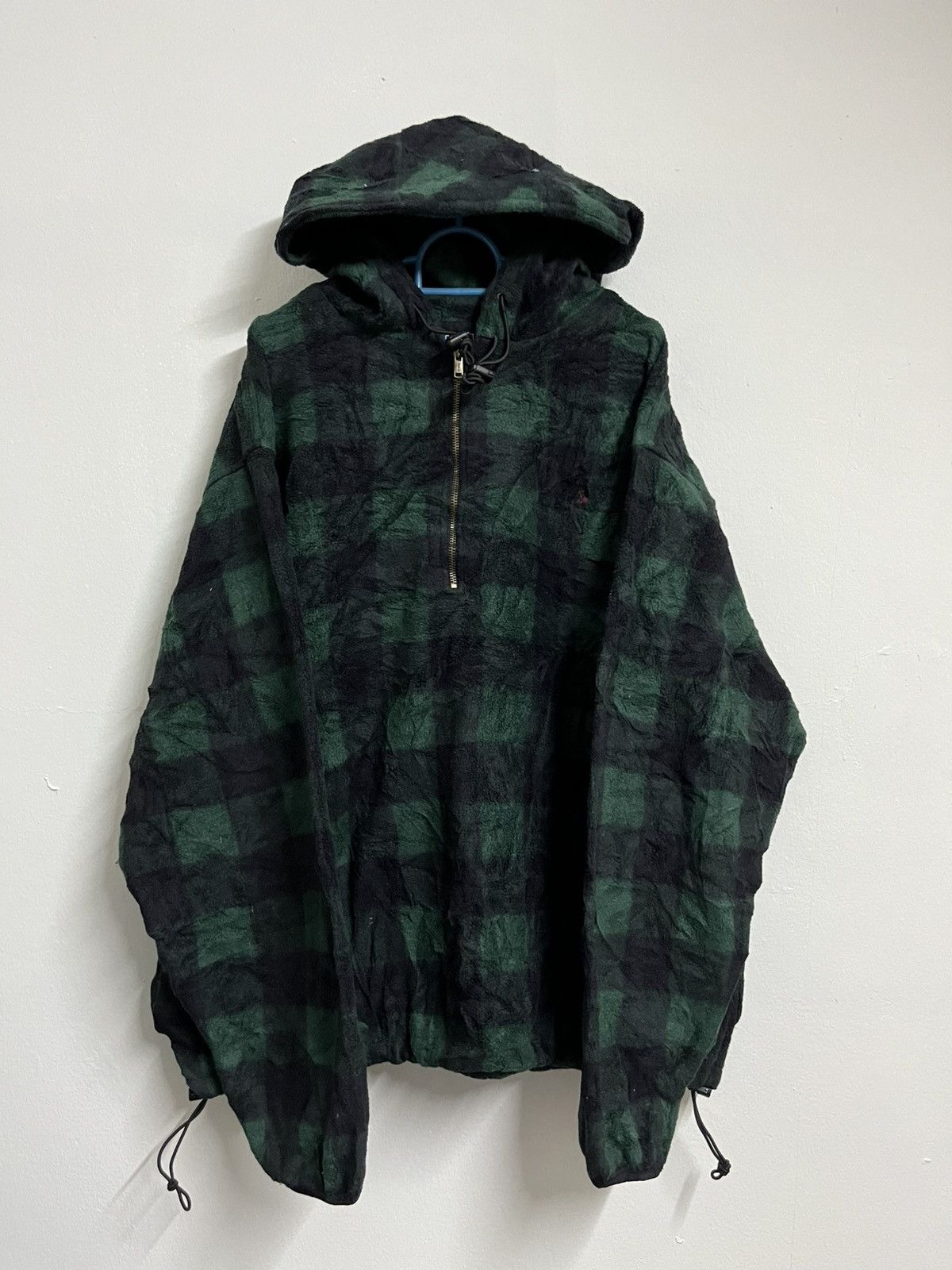 True vintage 80s🔥 RL Microfibre SHADOW PLAID Half Zipper