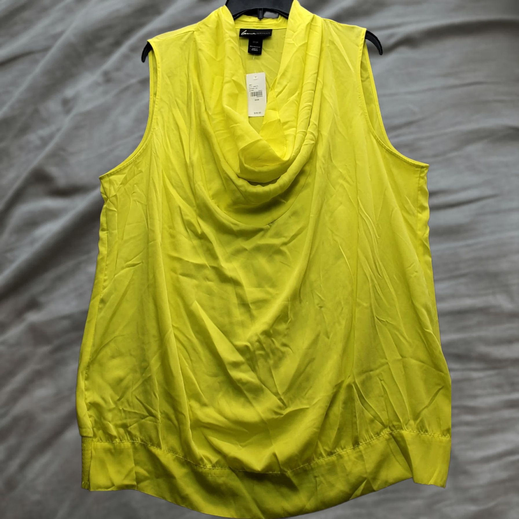 Vintage Lane Bryant Swing Tank Top Womens 22/24 Yellow Relaxed Fit Sleeveless Cowl Neck Size 3XL / US 20-22 - 1 Thumbnail