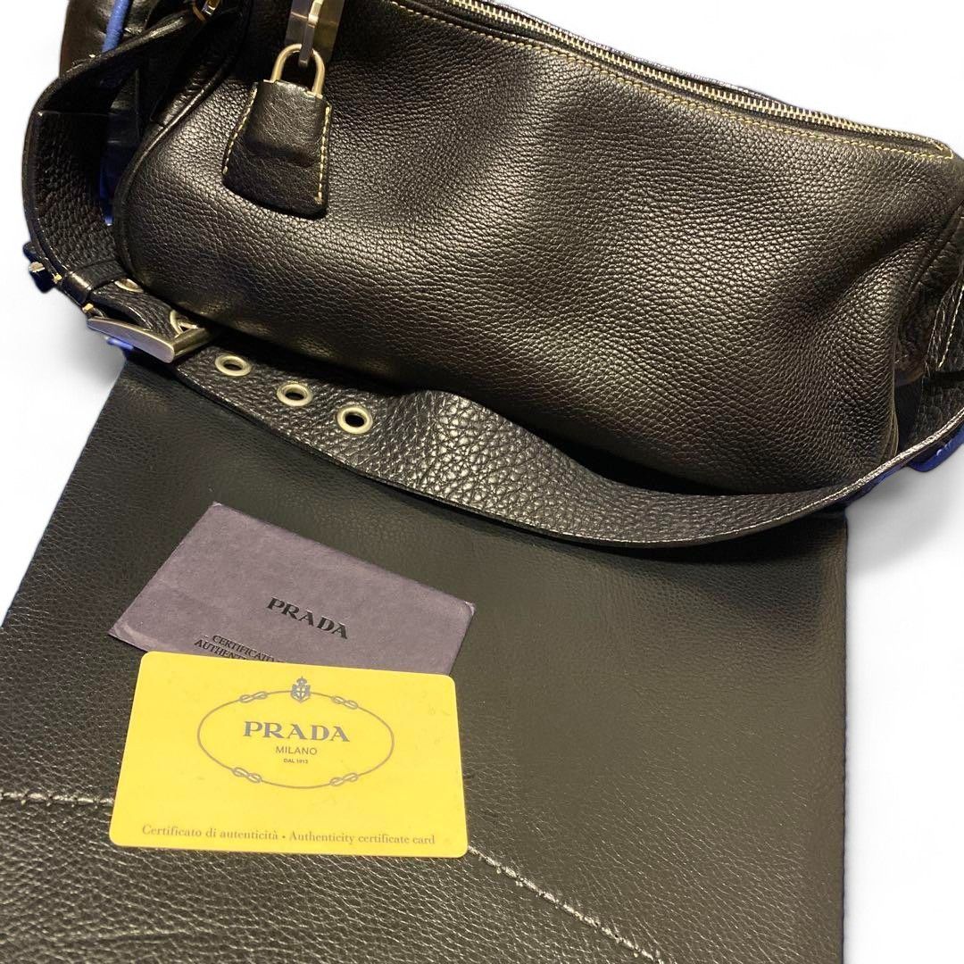 Prada - Black Leather One Shoulder Bag Handbag 00s Y2K