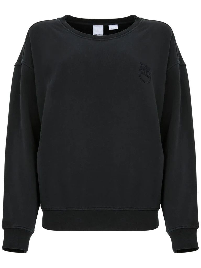 Pinko o1s22i1n0824 Embroidered Logo Sweatshirt in Black Size L / US 10 / IT 46 - 1 Thumbnail