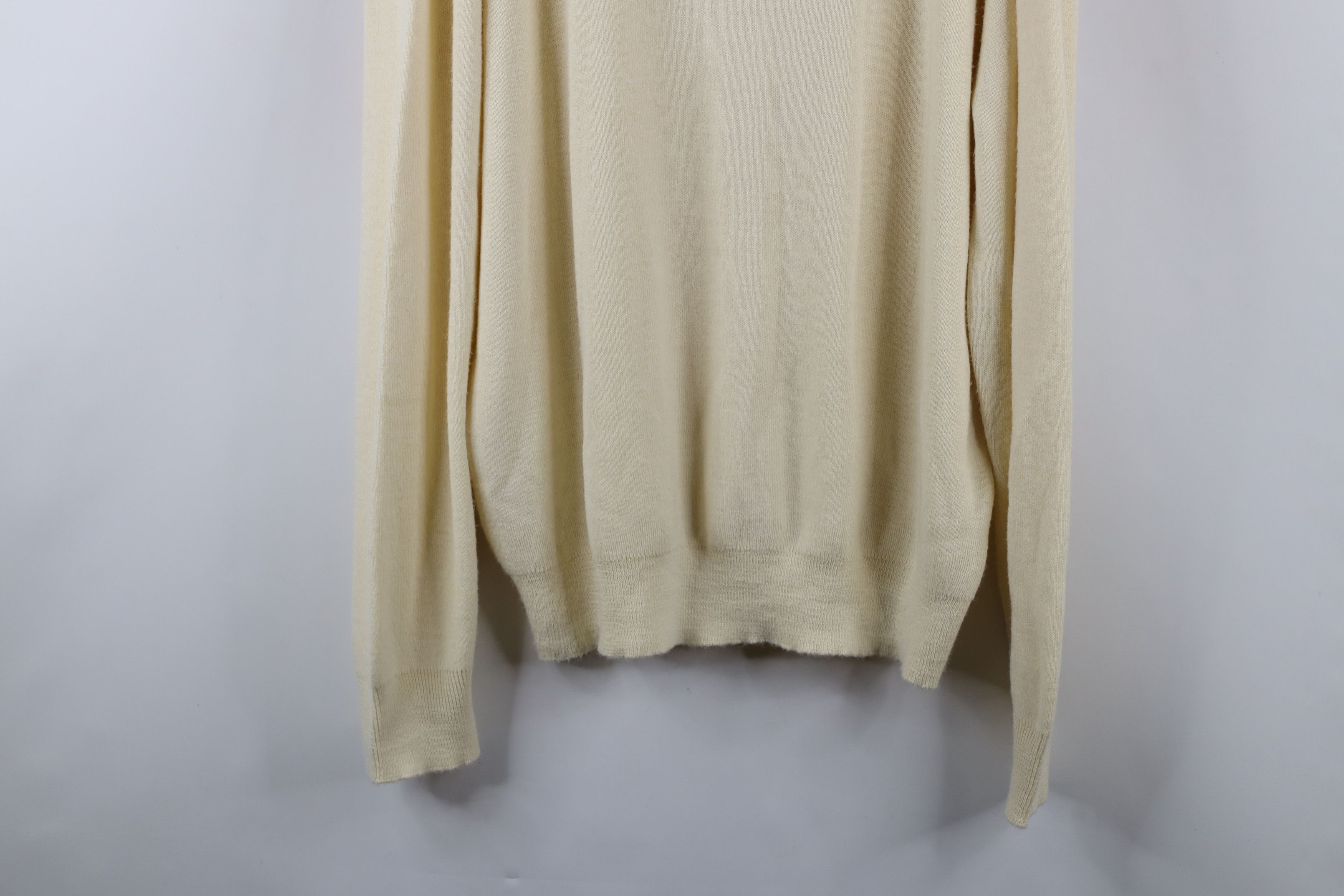 Vintage Vintage 70s Streetwear Blank Knit V-Neck Sweater Cream USA Size US XL / EU 56 / 4 - 3 Thumbnail