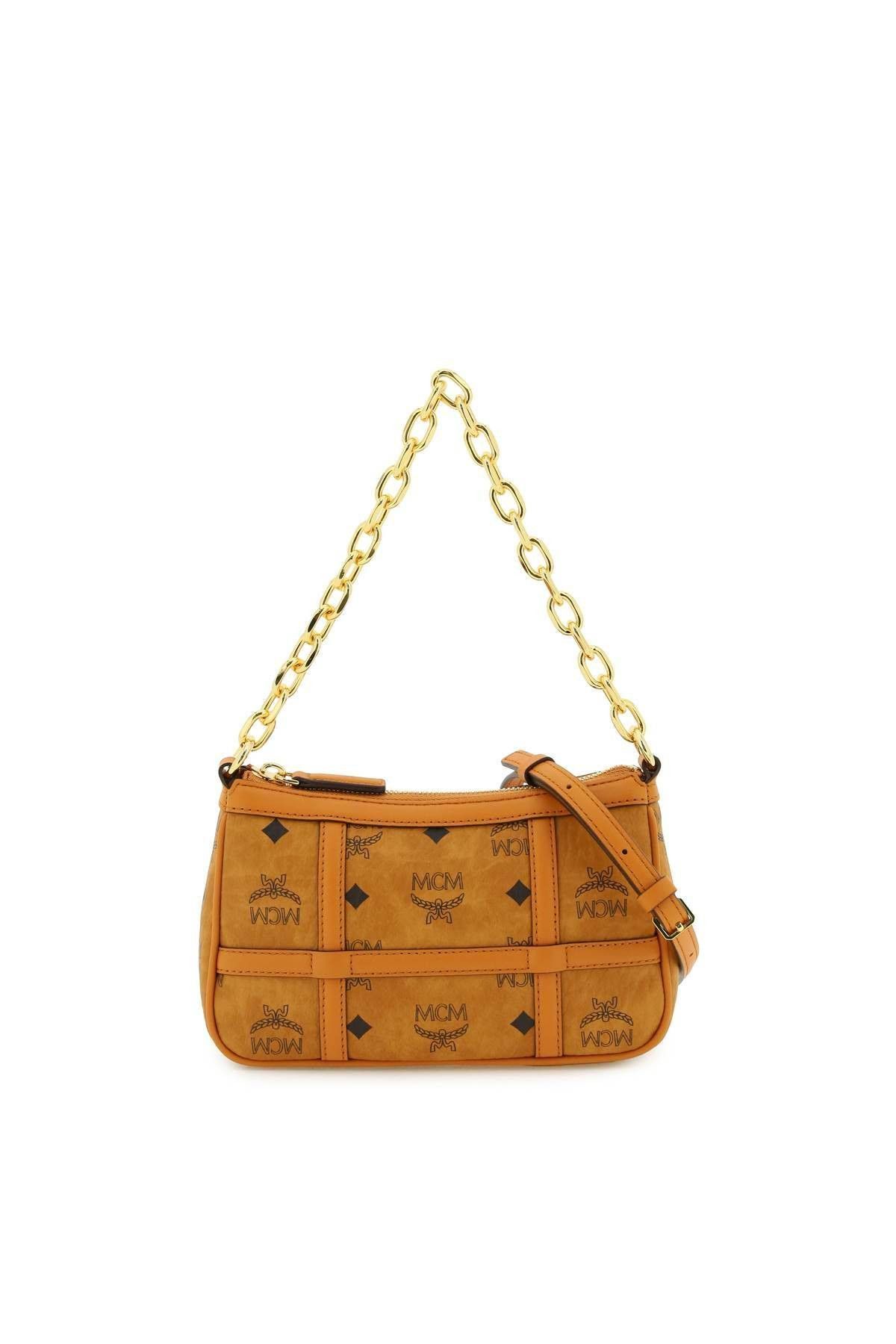 image of MCM Aren Mini Shoulder Bag In Visetos in Brown, Women's
