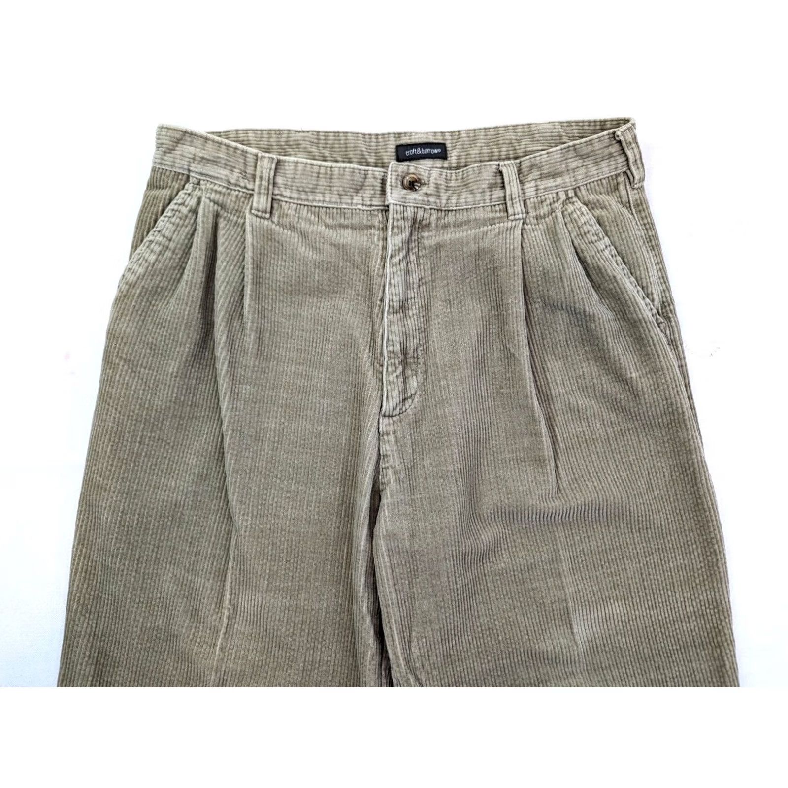 Croft & Barrow Croft & Barrow Pants Men 36x30 (Fits 34x28) Beige Corduroy Straight Pleated Cuff Size US 34 / EU 50 - 5 Thumbnail