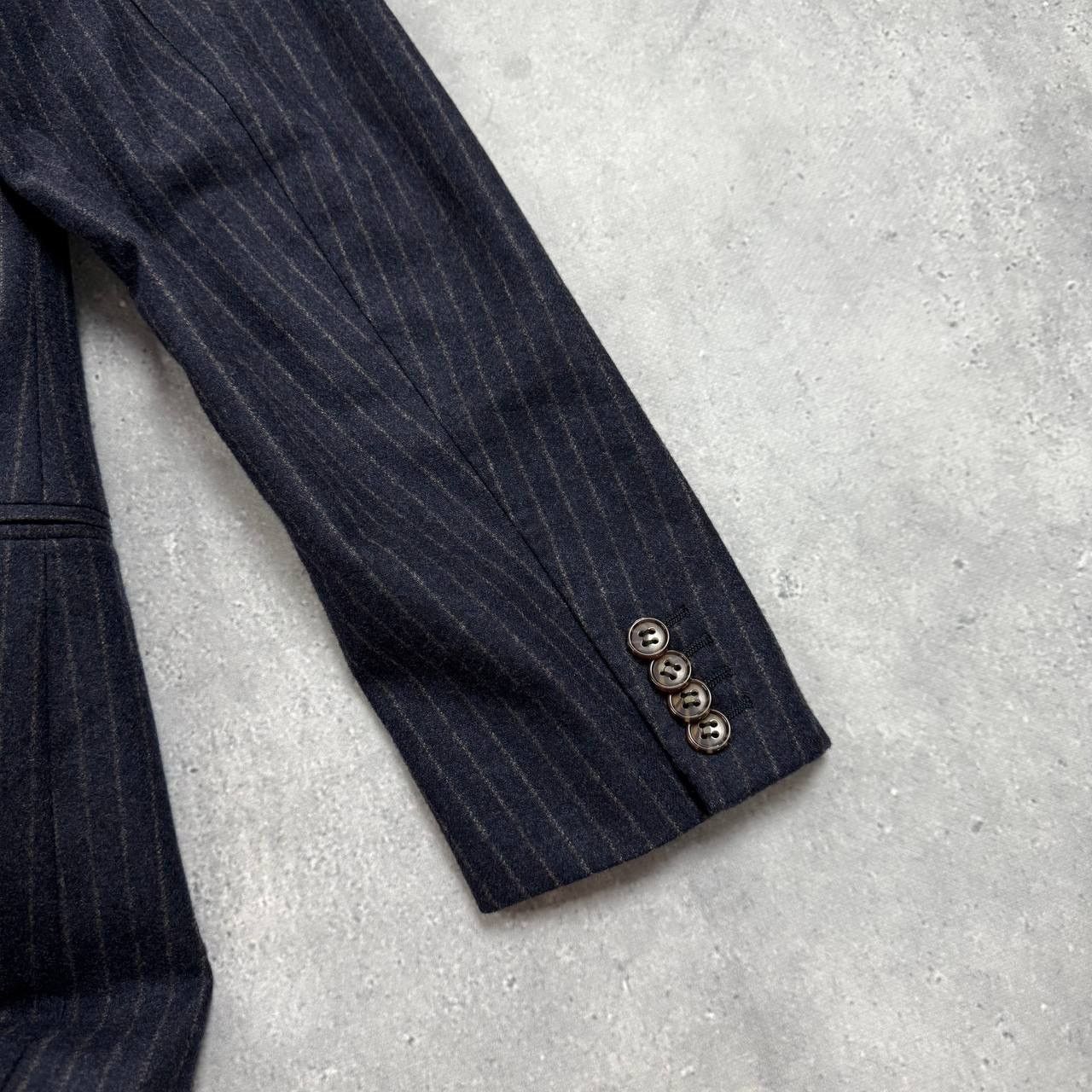 Suitsupply Suitsupply Double-Breasted Striped Wool Blazer Blue/ Brown Size 36R - 25 Thumbnail
