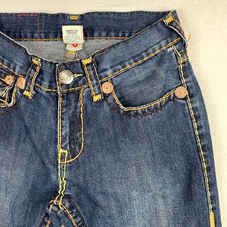 True Religion VINTAGE True Religion Jeans Mens 30x33 Joey Super T Flared Dark USA 5-Pocket Zipper Button Logo Blue Denim Cotton Jeans Mens Size US 30 / EU 46 - 4 Thumbnail