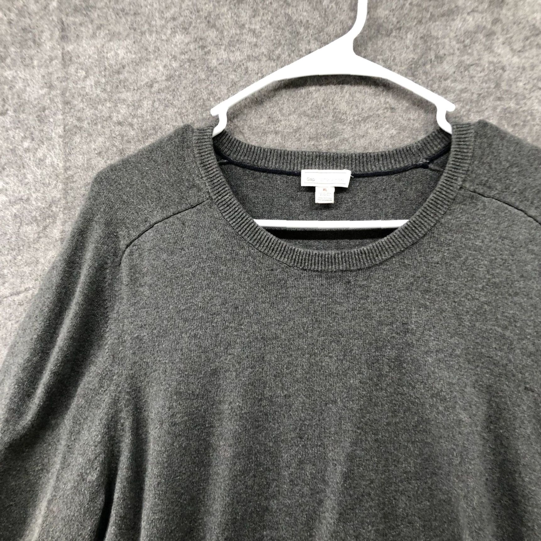 Gap Gap Mens XL Gray Crewneck Pullover Sweater Knit Cotton Cashmere Plain Regular Size Size US XL / EU 56 / 4 - 3 Thumbnail