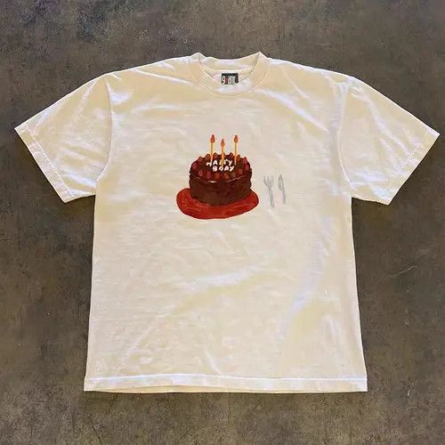 Vintage Hirose x Kyono White casual retro cake print cotton t-shirt Size US L / EU 52-54 / 3 - 3 Thumbnail