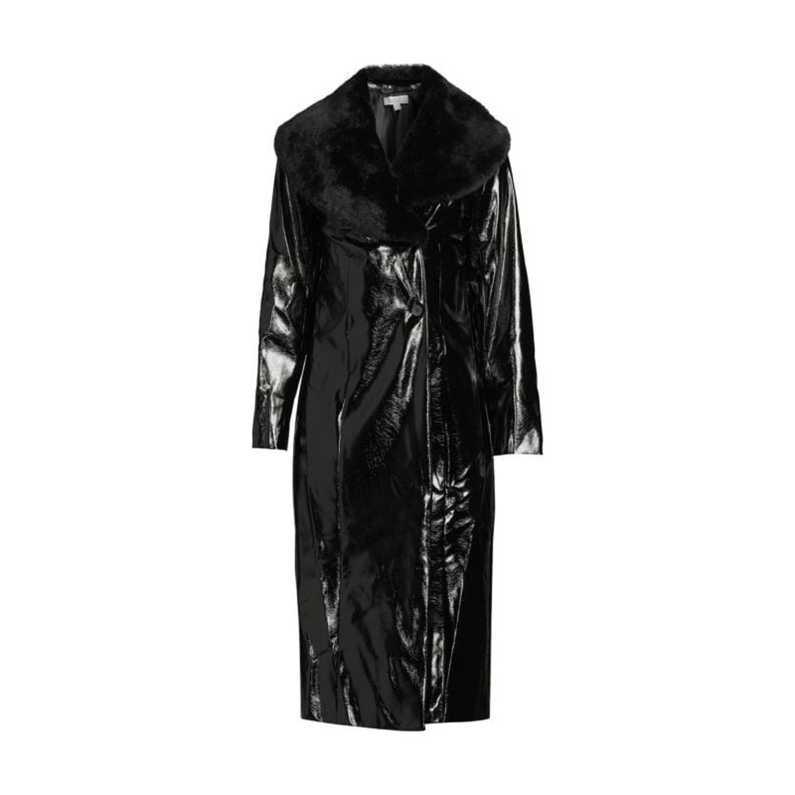 Area NWT Women's Stella Faux Fur & Vinyl Trench Coat,Black,Medium Size M / US 6-8 / IT 42-44 - 1 Thumbnail