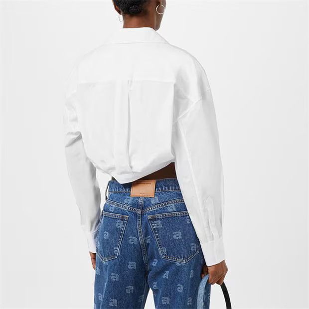 Alexander Wang o1g2r1mq0824 Double Layered Cropped Shirts in White Size S / US 4 / IT 40 - 4 Thumbnail