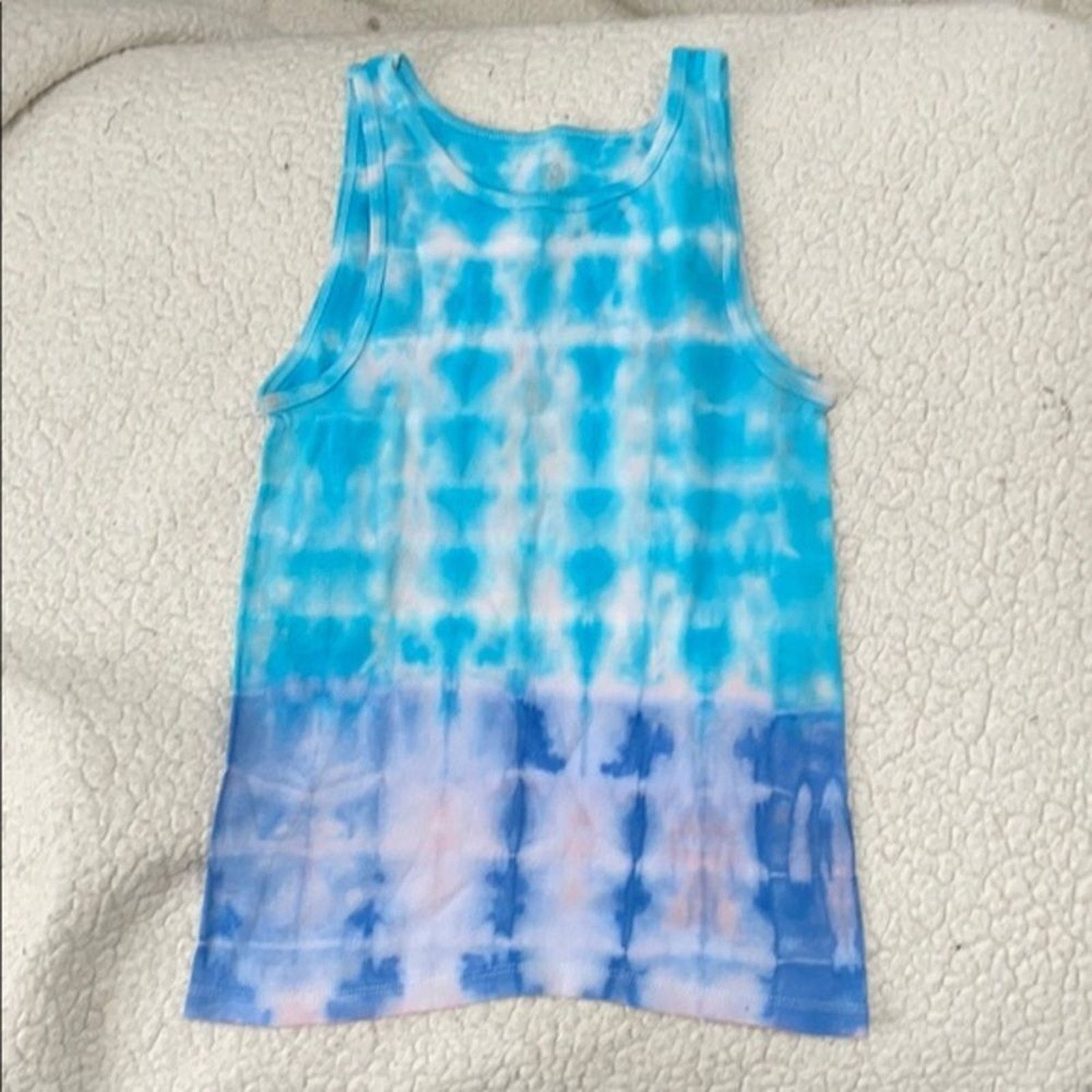 Fruit Of The Loom Dyes by MacKay Blue Tie-Dye Tank Top | Sz YL Size XS / US 0-2 / IT 36-38 - 2 Thumbnail