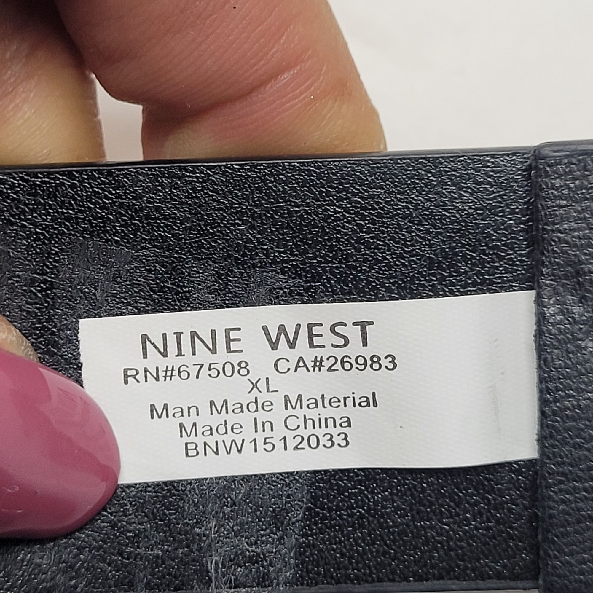 Nine West Womens Nine West Black Perforated Belt Sz XL Silver Logo Gro Size ONE SIZE - 2 Thumbnail
