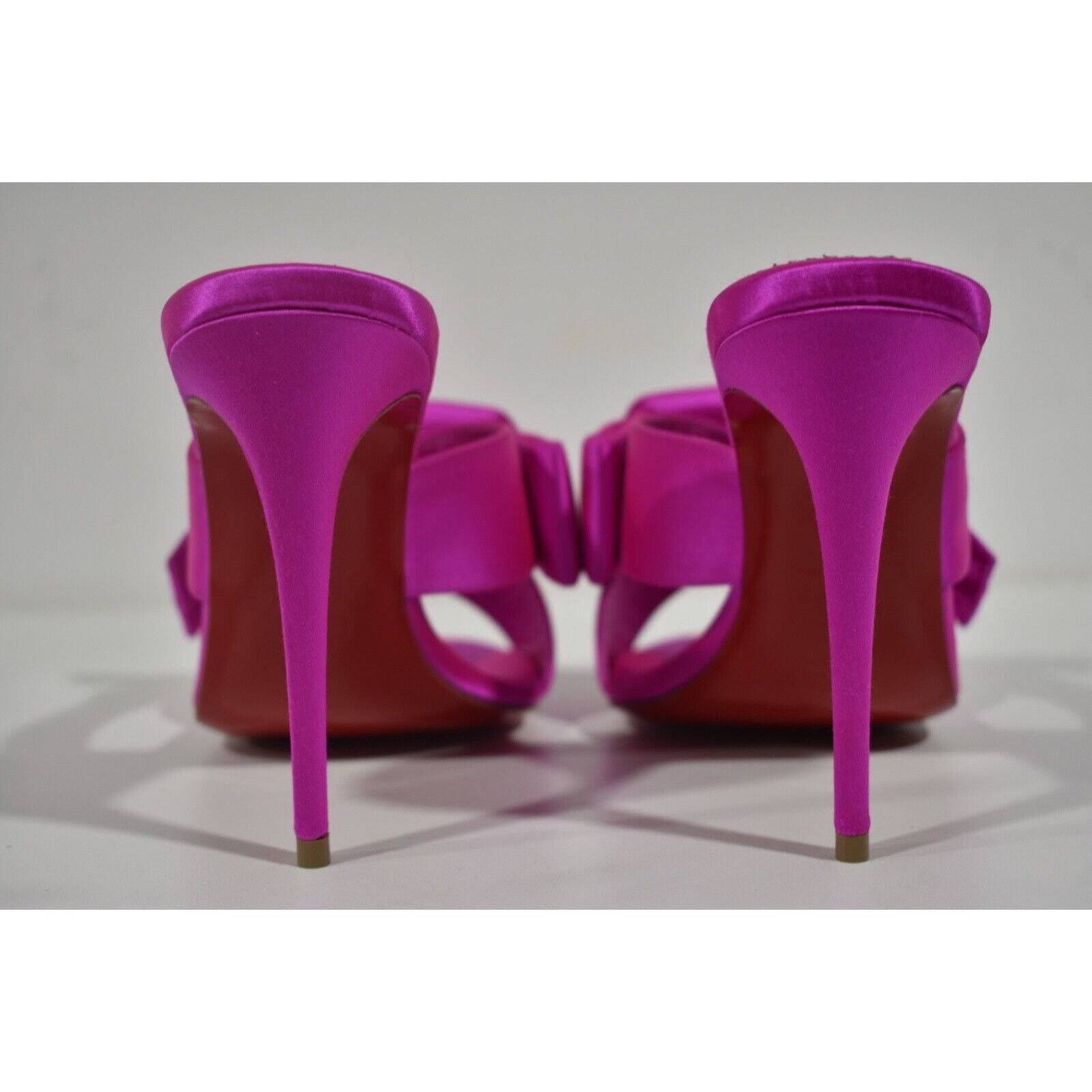 Christian Louboutin Matricia 100 Holly Pink Satin Backless Sandal Heel Pump 36 Size US 6 / IT 36 - 11 Thumbnail