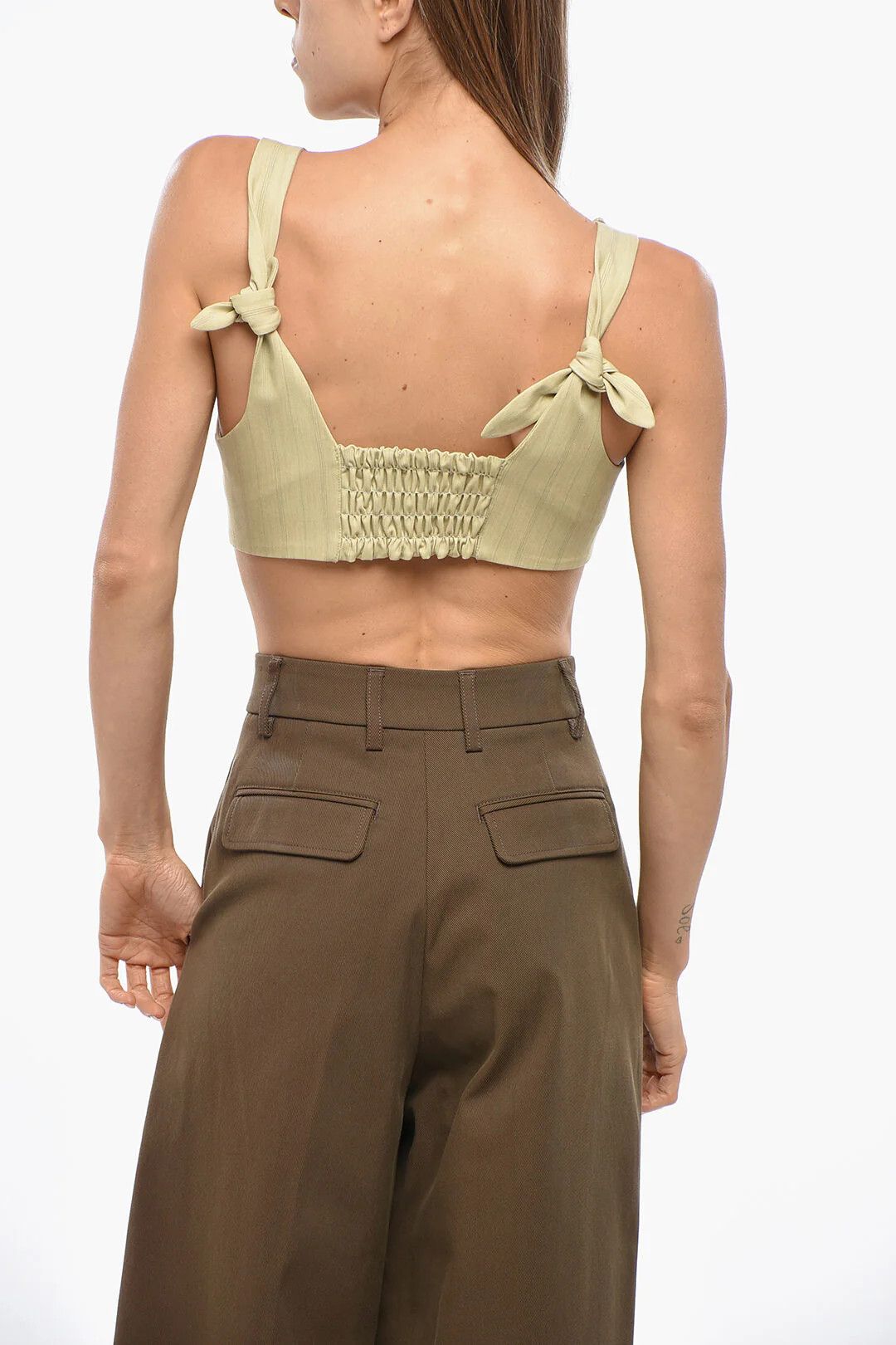 Ganni og1mm0426 Buttoned Crop Top in Yellow Size XS / US 0-2 / IT 36-38 - 3 Thumbnail