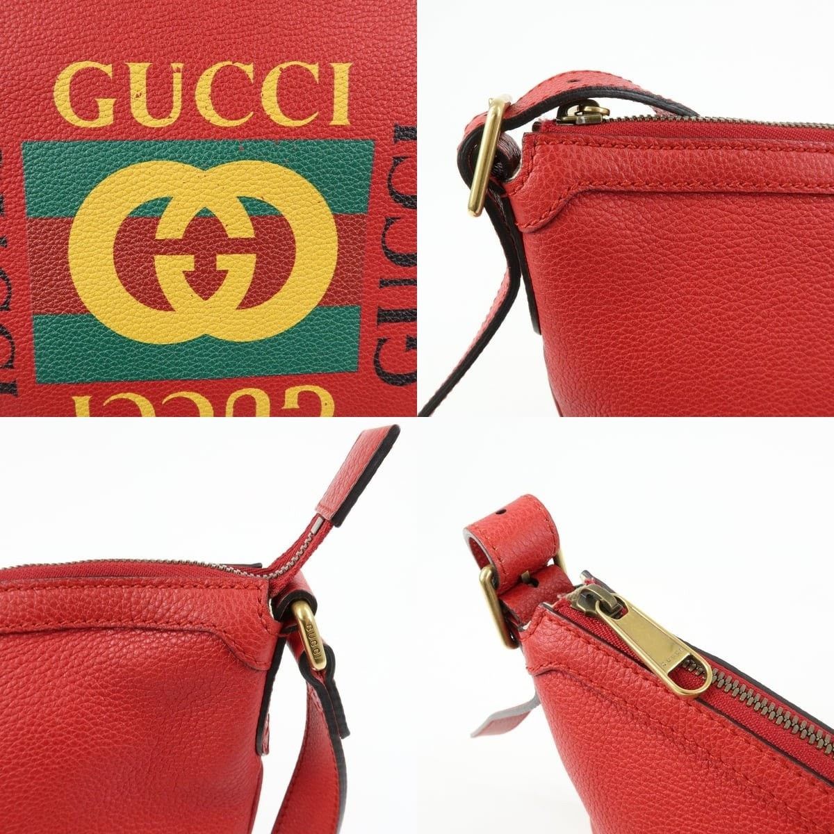 Gucci Gucci Logo Sherry Half Moon Calfskin Shoulder Bag Red Size ONE SIZE - 6 Thumbnail