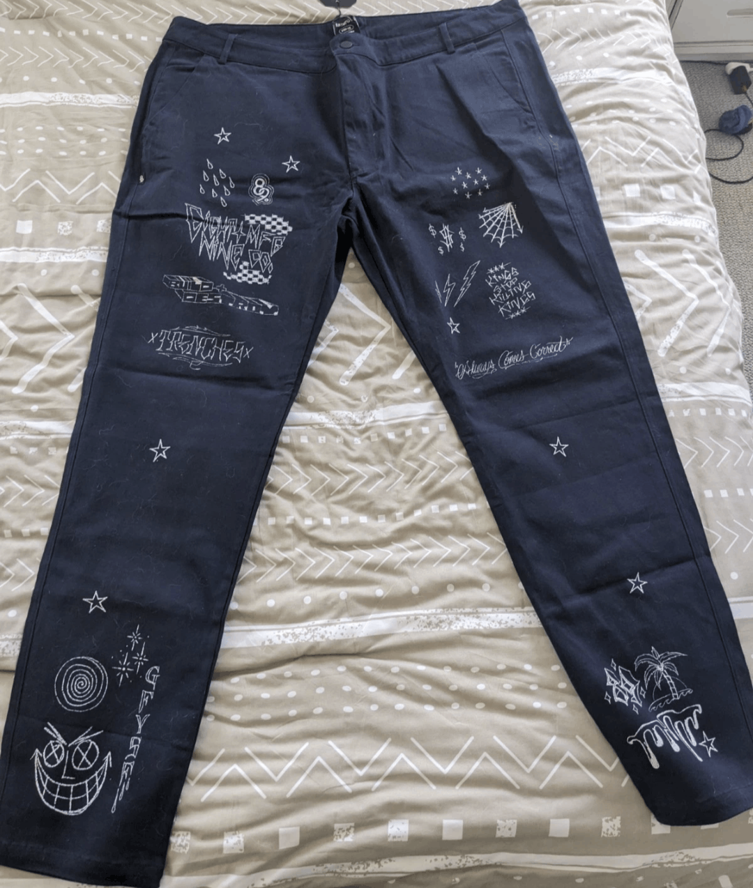8&9 Clothing Co. 8 &9 MFG Scribbles Pants In Navy Blue Size US 44 / EU 60 - 1 Thumbnail