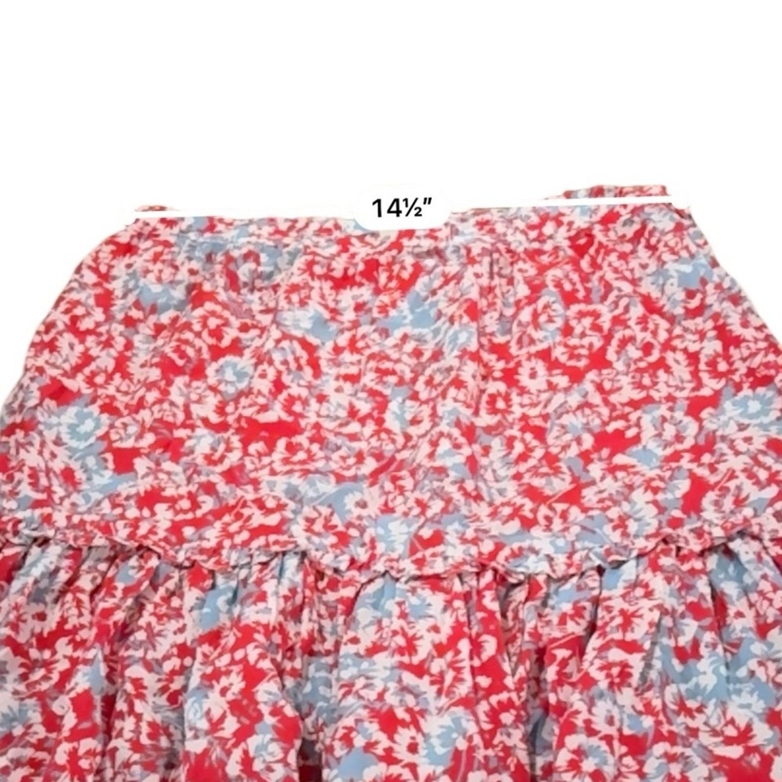 Other Paloma Blue Alexa 100% Silk Floral Tiered Mini Skirt Size 29" - 6 Thumbnail