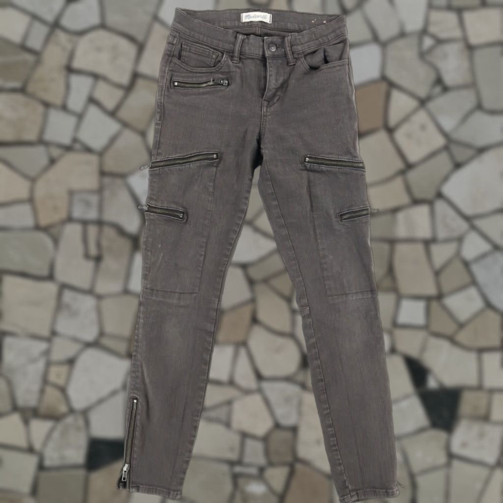 Madewell Madewell Stretch Punk Zip Cargo Jeans Pants Charcoal Women's 25 Slim Shirt Pants Urban Punk Cargo Canvas Charcoal Womens 25 Size 42" / US 20 - 1 Thumbnail