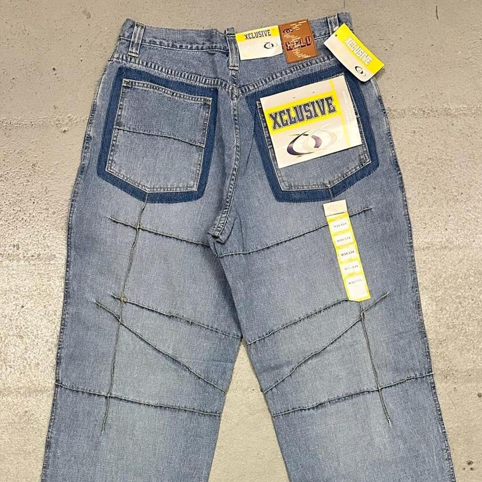 Vintage Vintage baggy y2k xclusive light blue unique embroidered Size US 34 / EU 50 - 2 Thumbnail